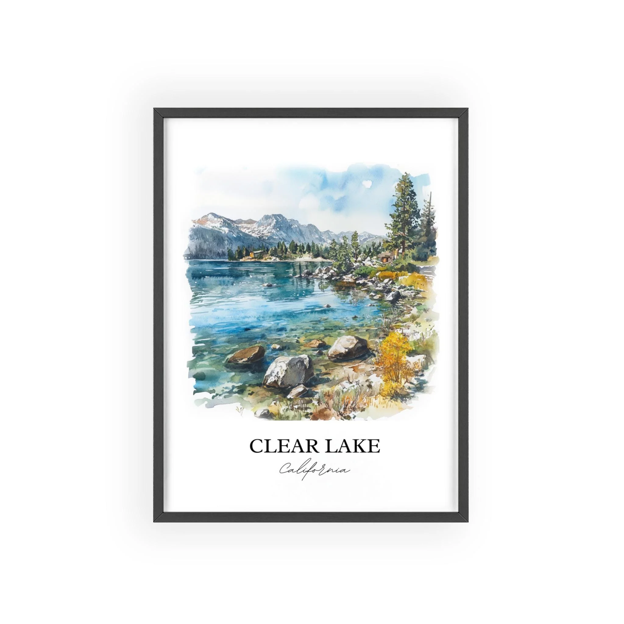 Clear Lake, CA, USA – Watercolor Art Print - Image 7