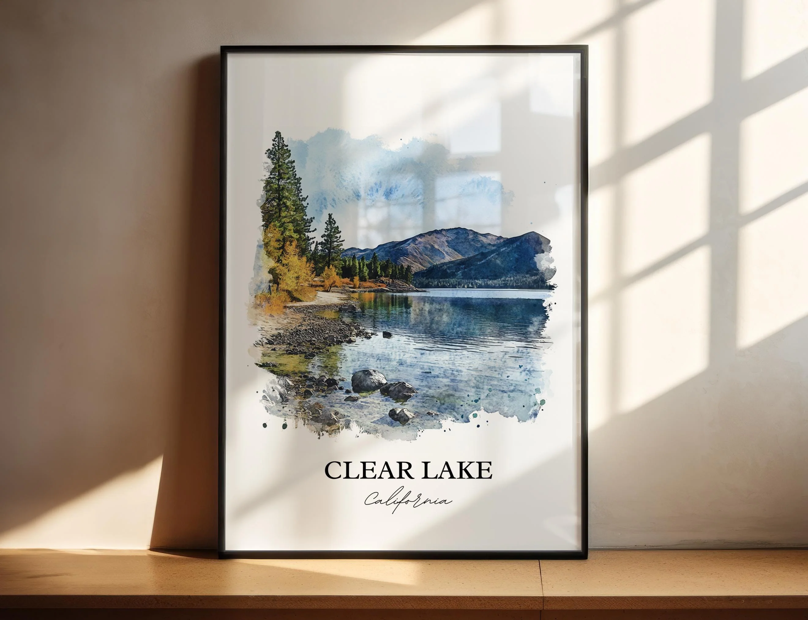 Clear Lake, CA, USA – Watercolor Art Print