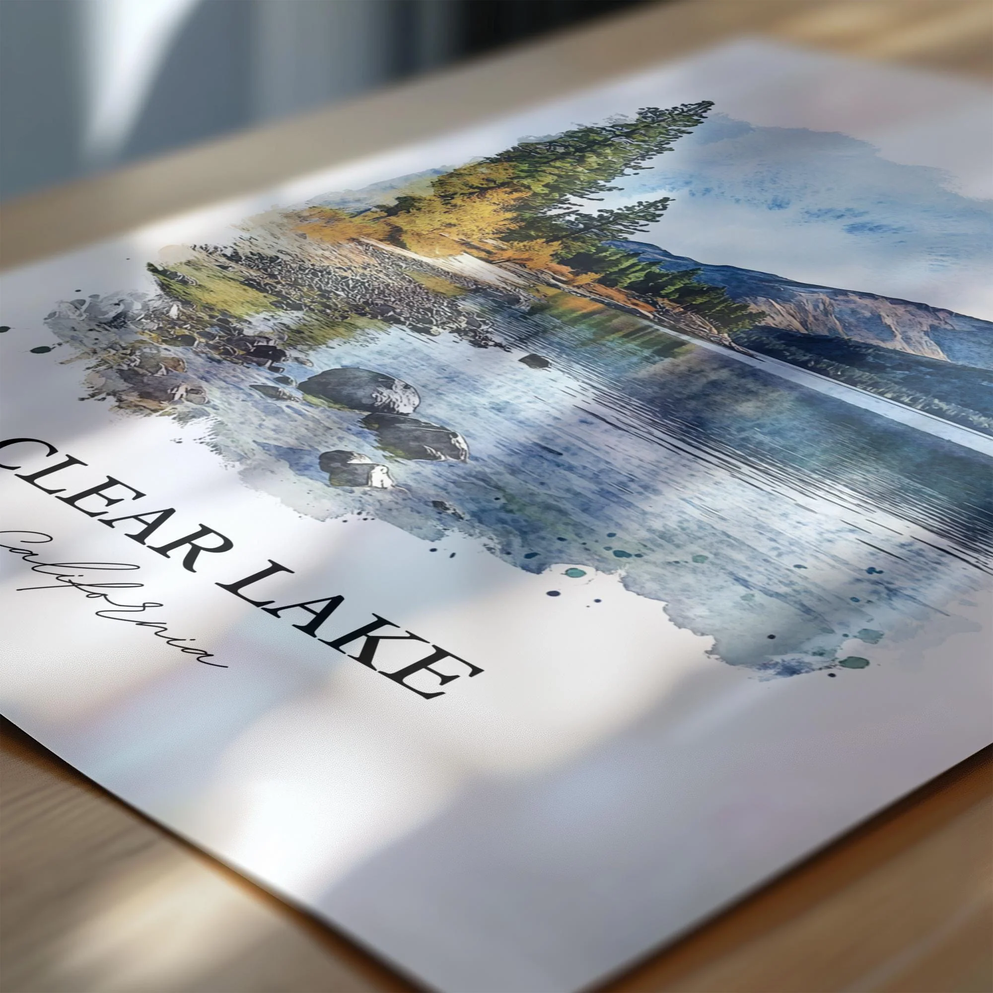 Clear Lake, CA, USA – Watercolor Art Print - Image 5