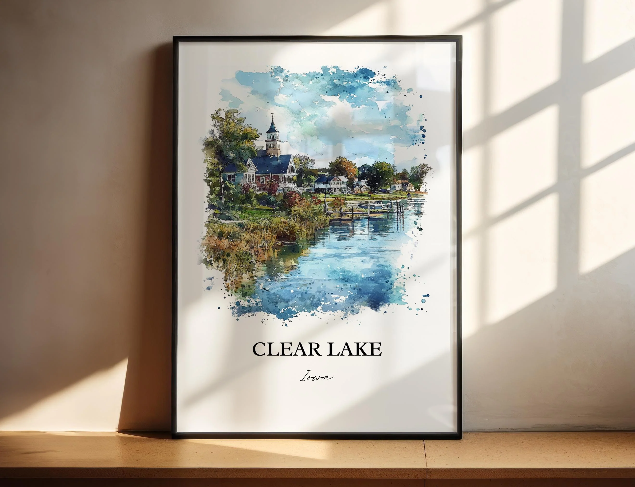 Clear Lake, Iowa, Watercolor Art Print - Image 4