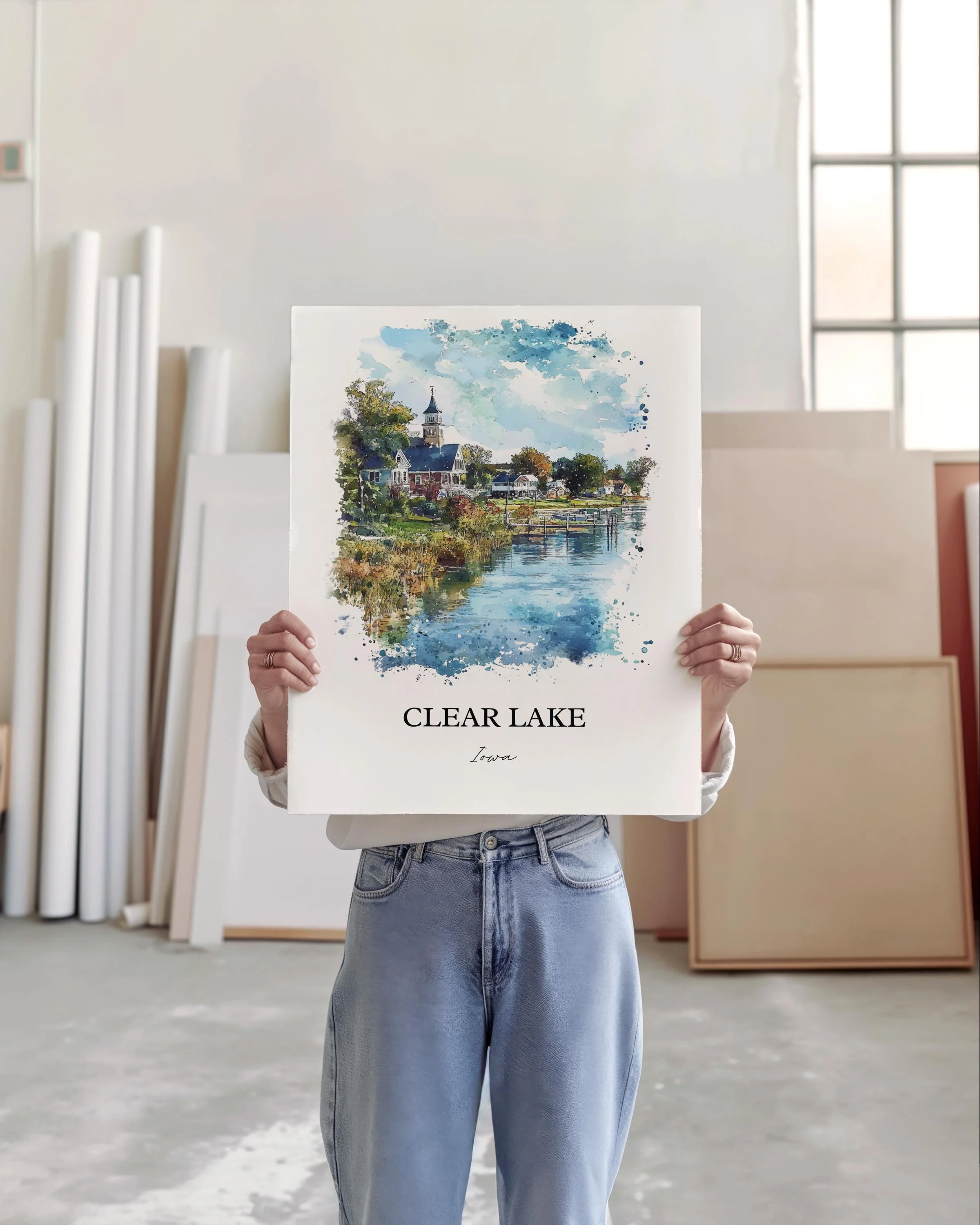 Clear Lake, Iowa, Watercolor Art Print - Image 5