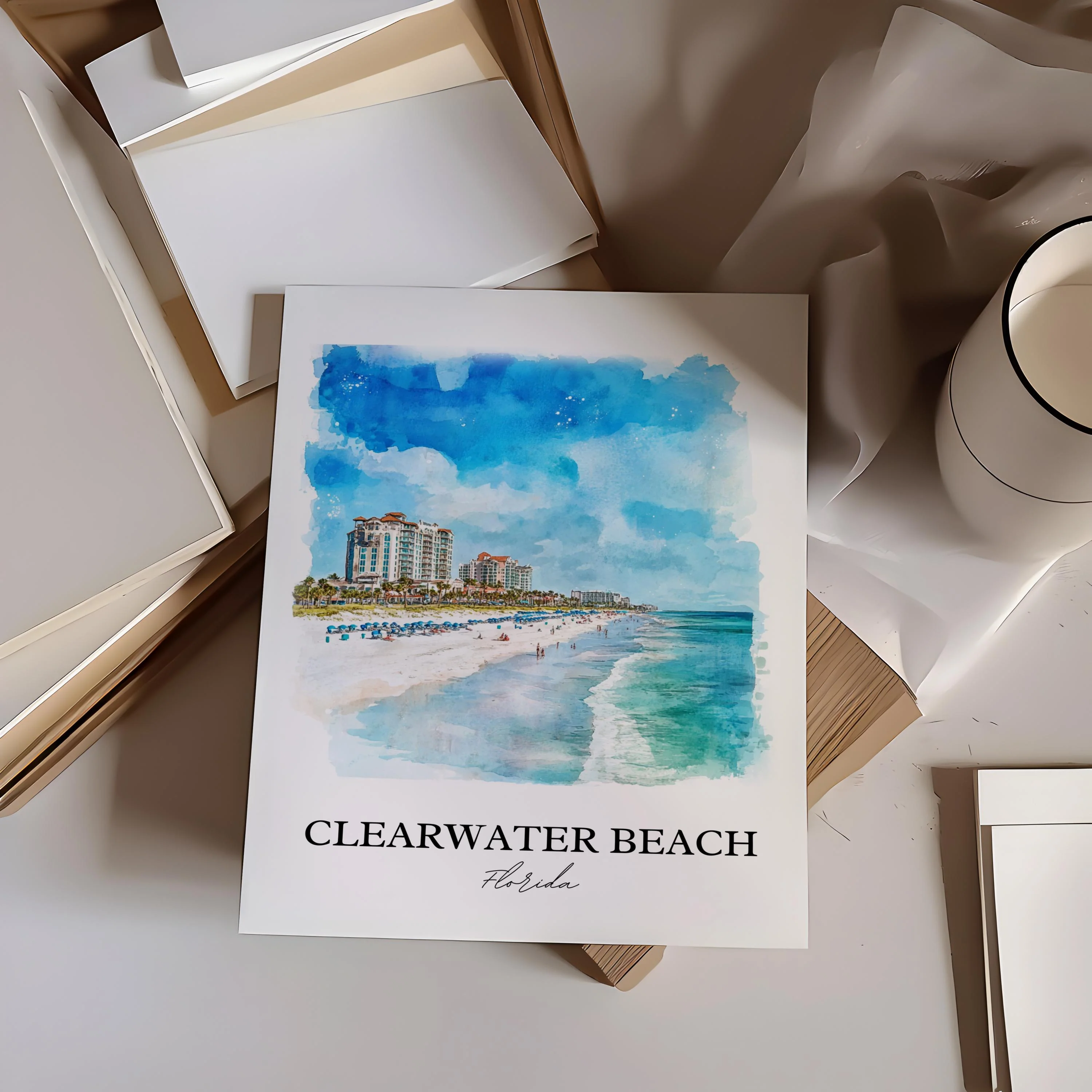Clearwater Beach, USA – Watercolor Art Print - Image 5