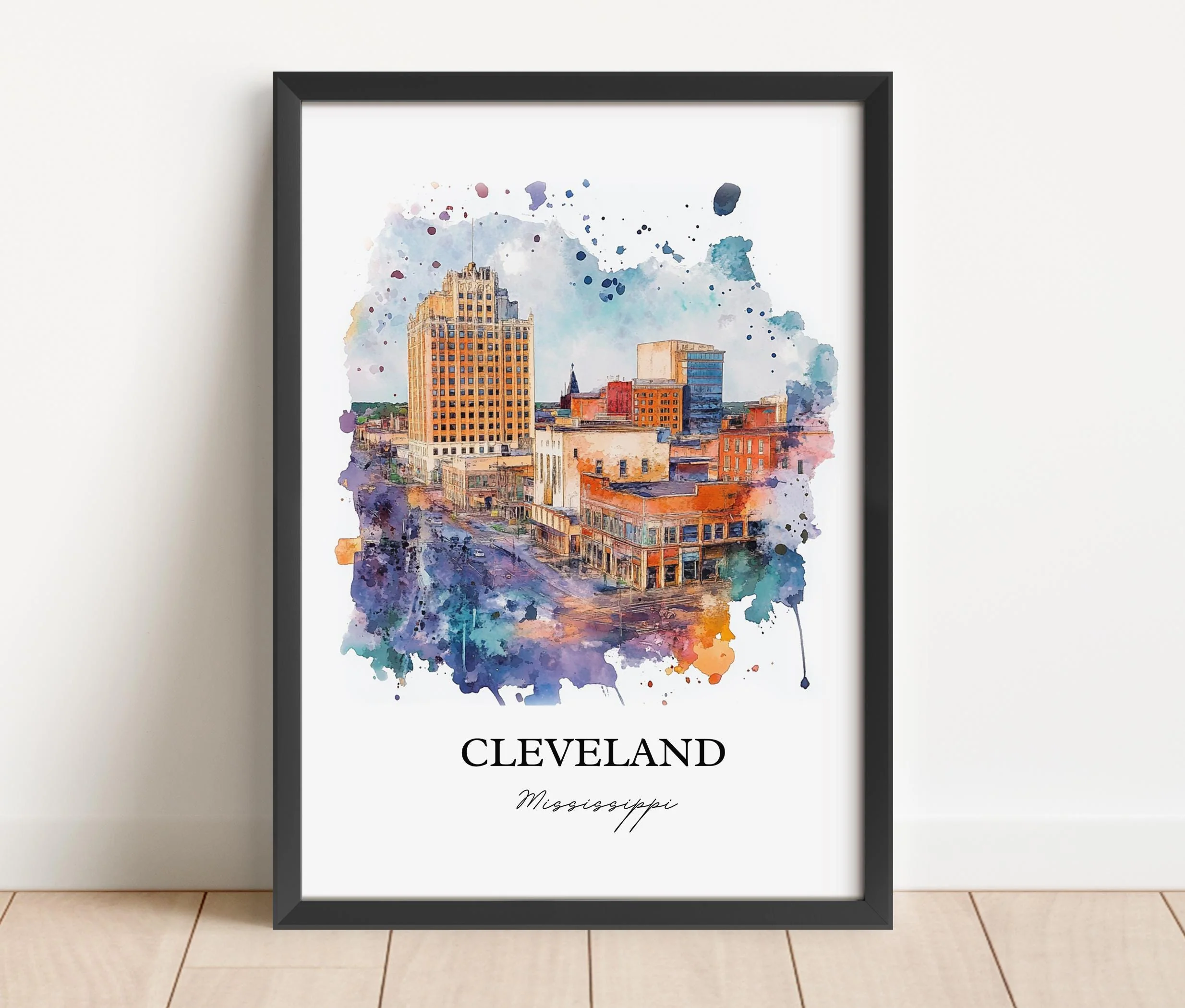 Cleveland, Mississippi, USA – Watercolor Art Print