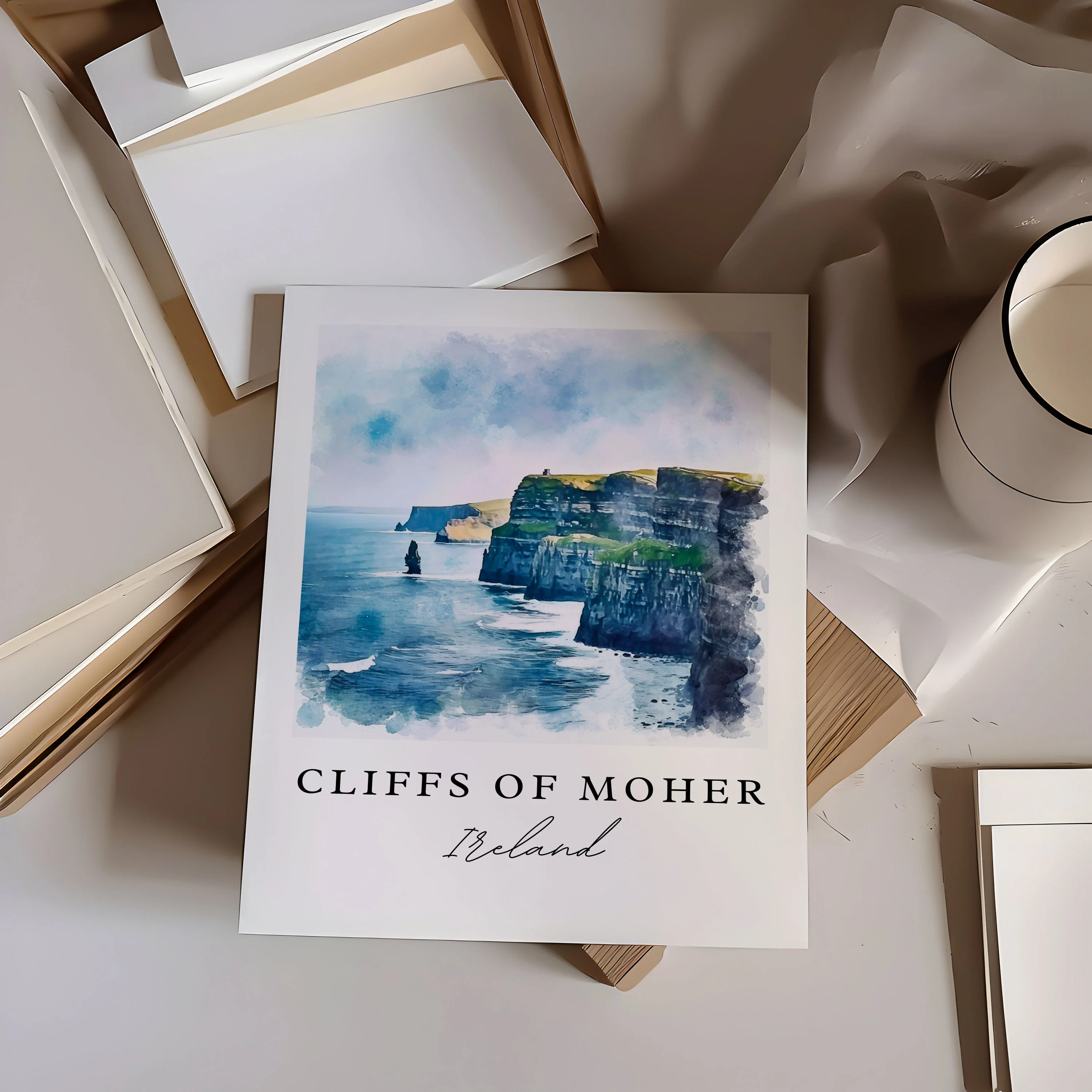 Cliffs of Moher, Ireland – Watercolor Art Print - Image 2