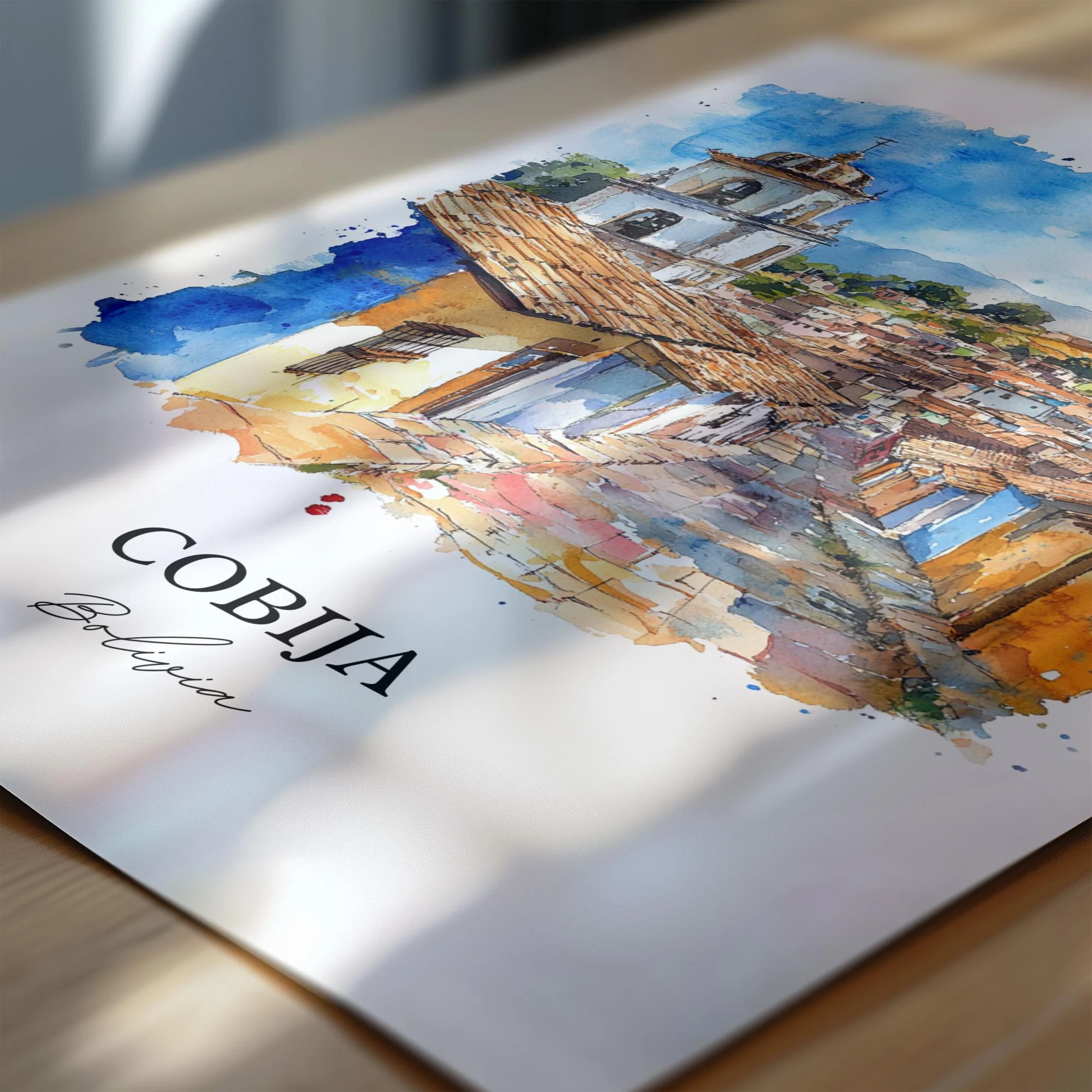 Cobija, Bolivia – Watercolor Art Print - Image 3