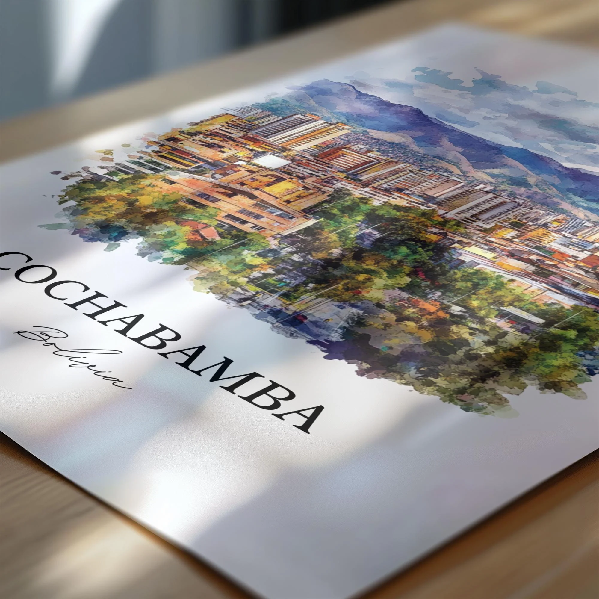 Cochabamba, Bolivia – Watercolor Art Print - Image 2