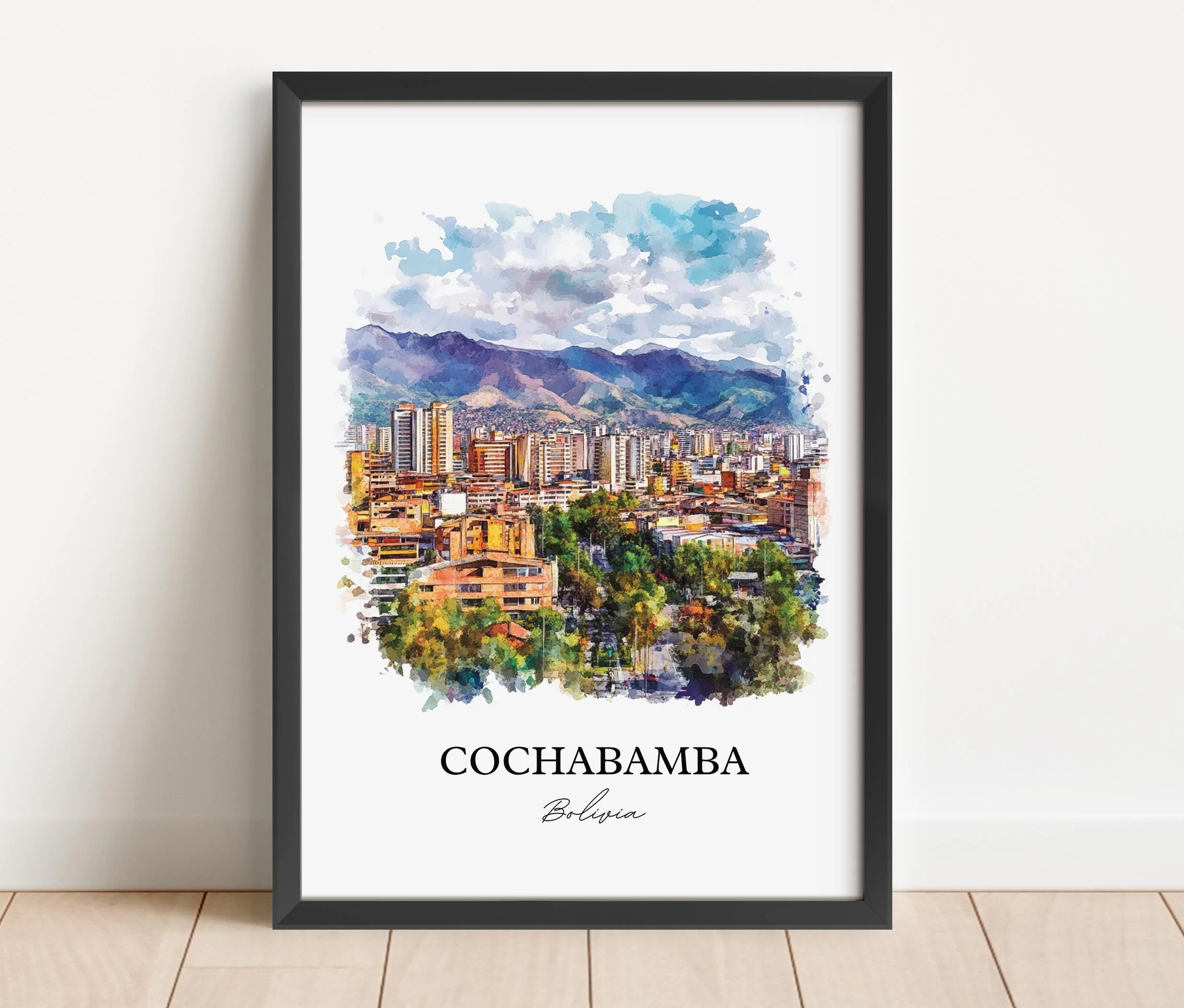Cochabamba, Bolivia – Watercolor Art Print - Image 3