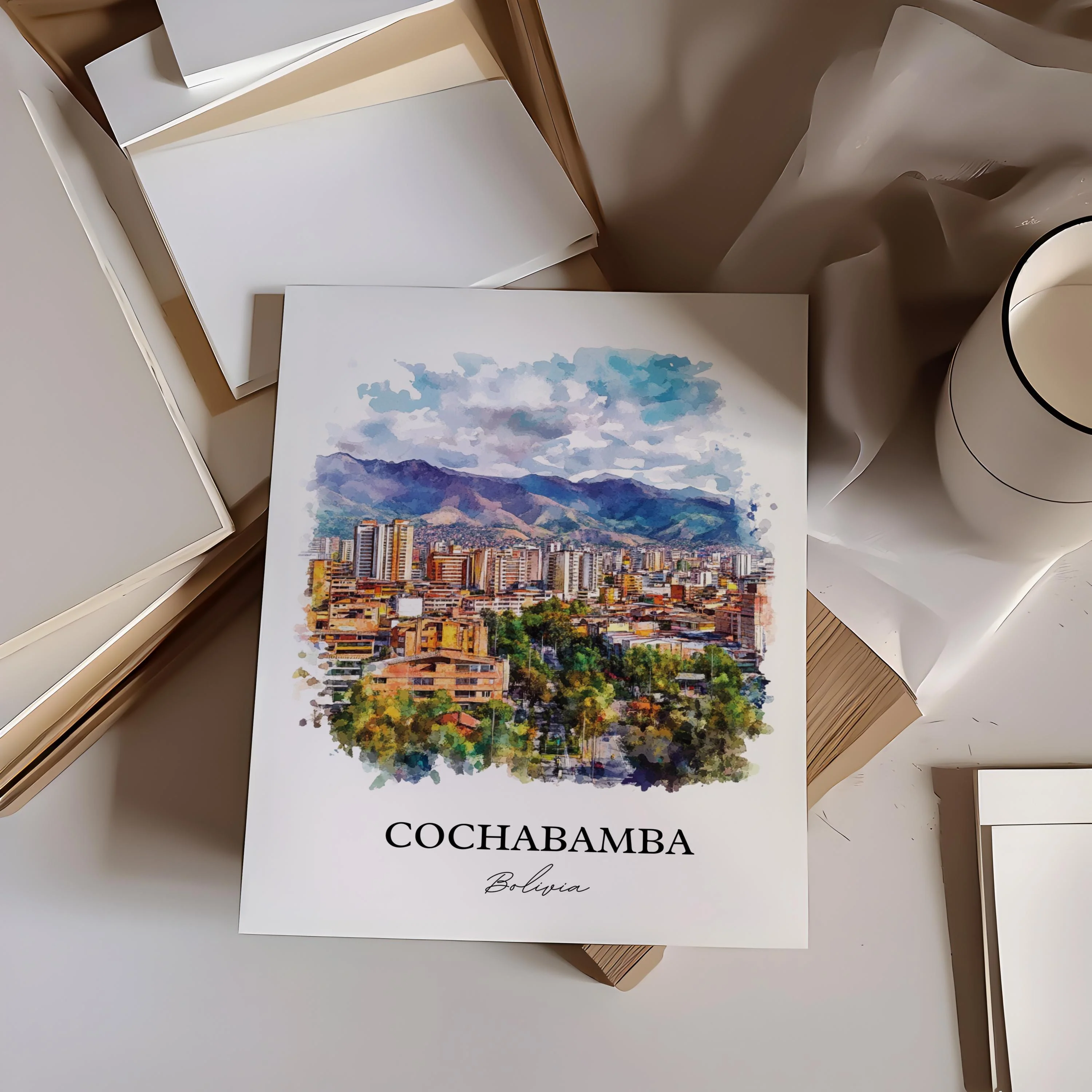 Cochabamba, Bolivia – Watercolor Art Print - Image 5