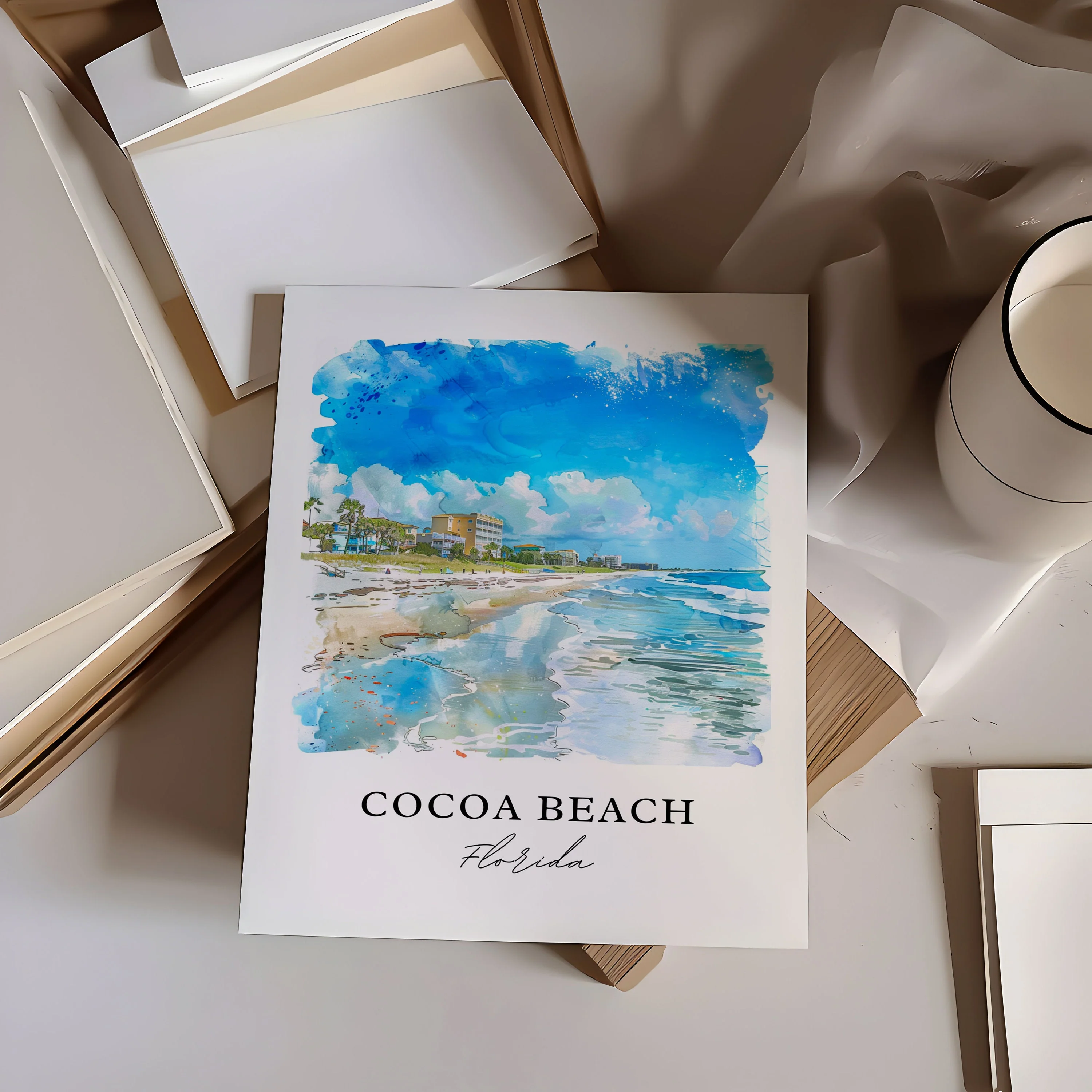 Cocoa Beach, USA – Watercolor Art Print - Image 2
