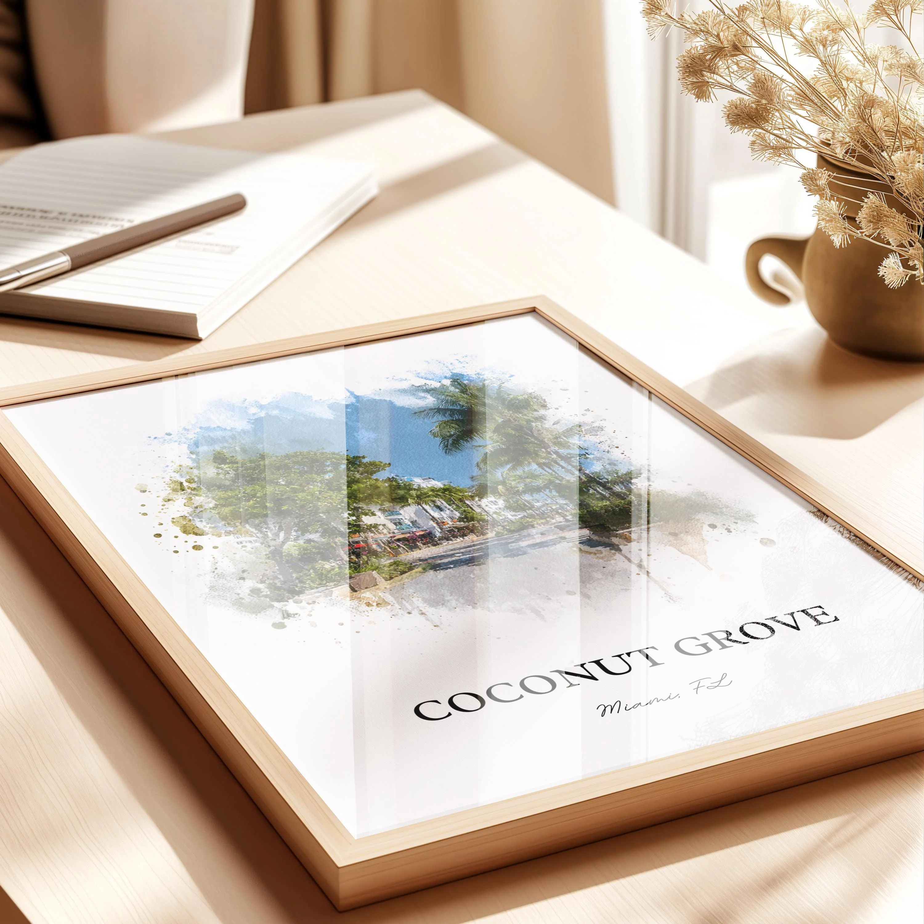 Coconut Grove, FL – Watercolor Art Print - Image 4