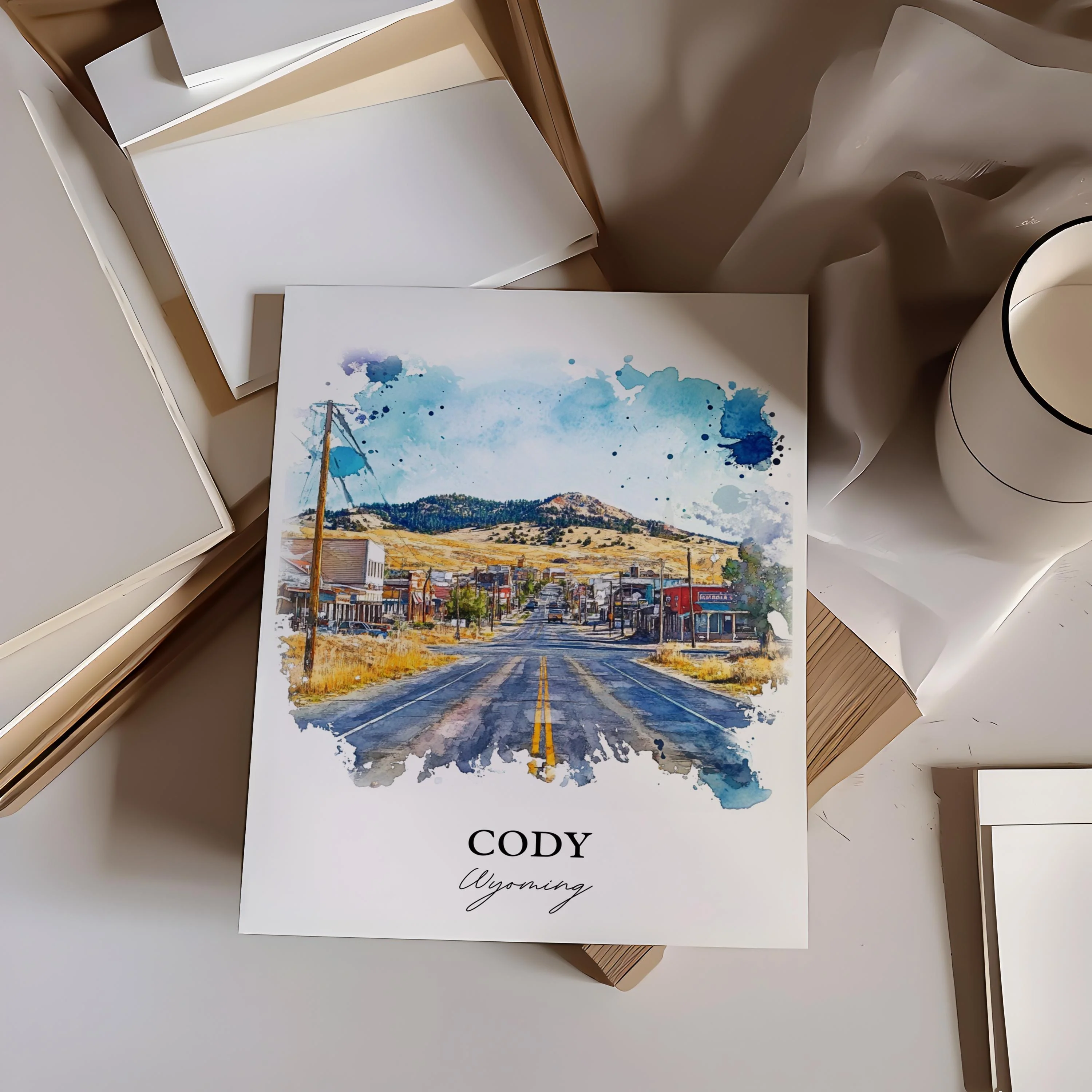 Cody, Wyoming, USA – Watercolor Art Print - Image 5