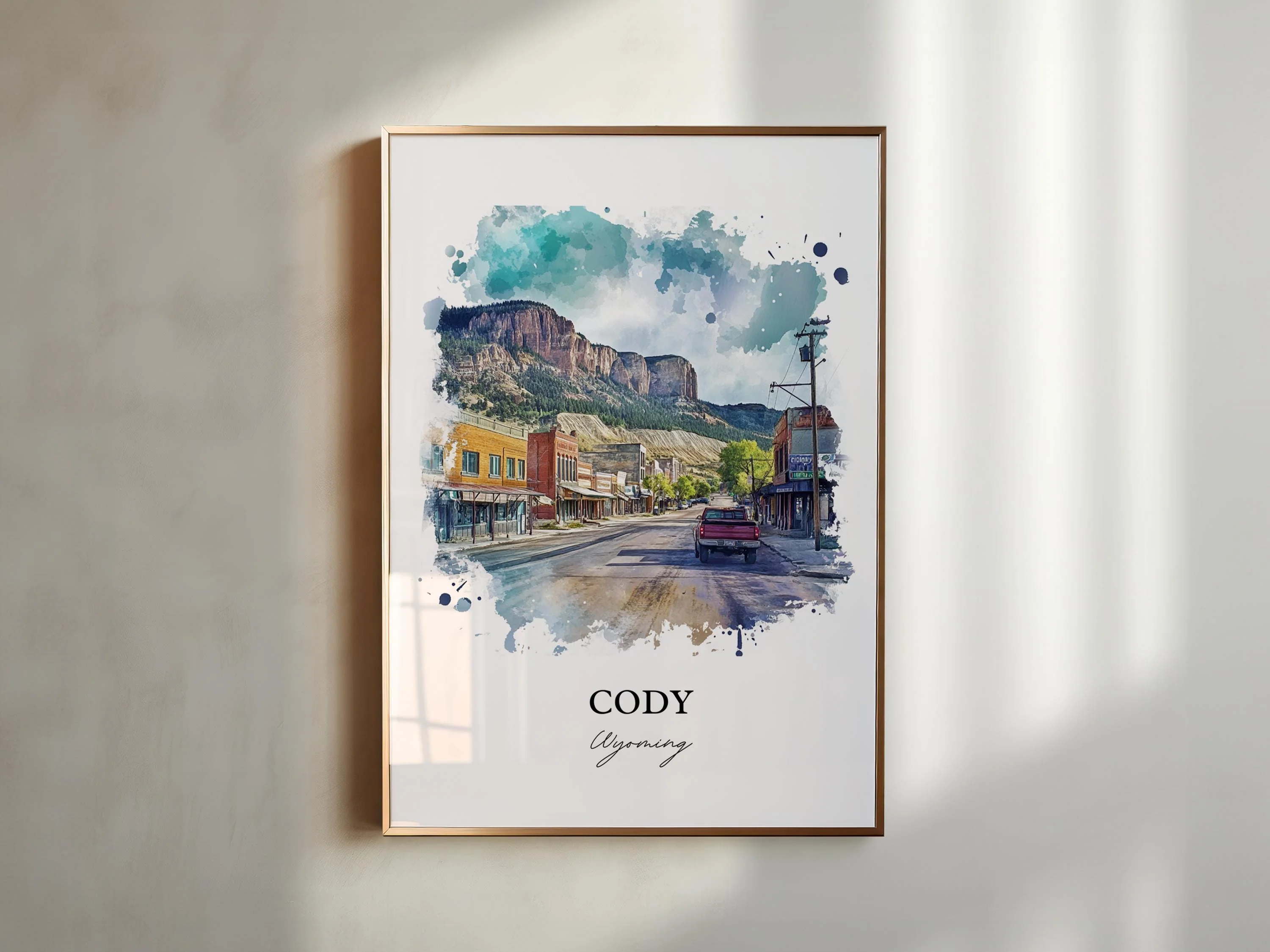 Cody, Wyoming, USA – Watercolor Art Print - Image 3