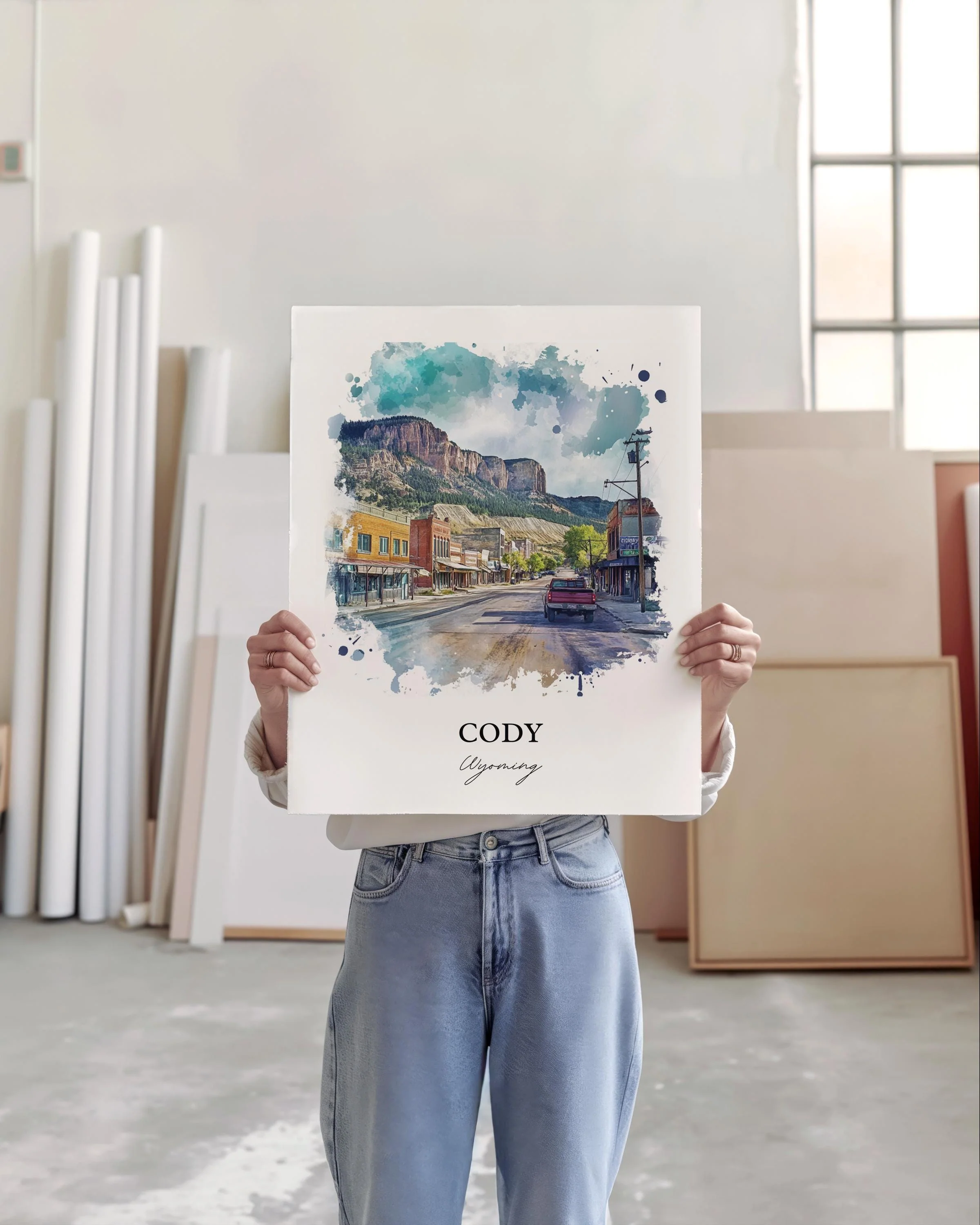 Cody, Wyoming, USA – Watercolor Art Print - Image 4