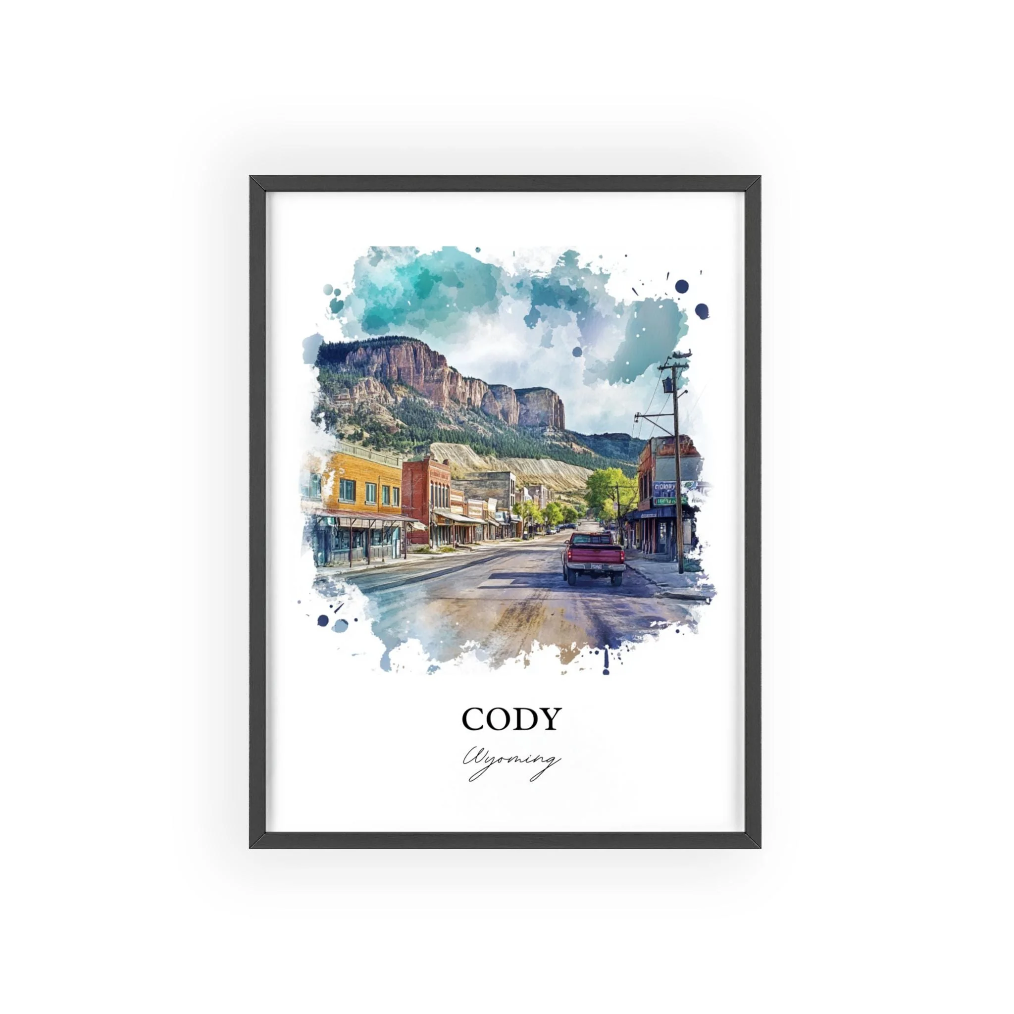 Cody, Wyoming, USA – Watercolor Art Print - Image 7