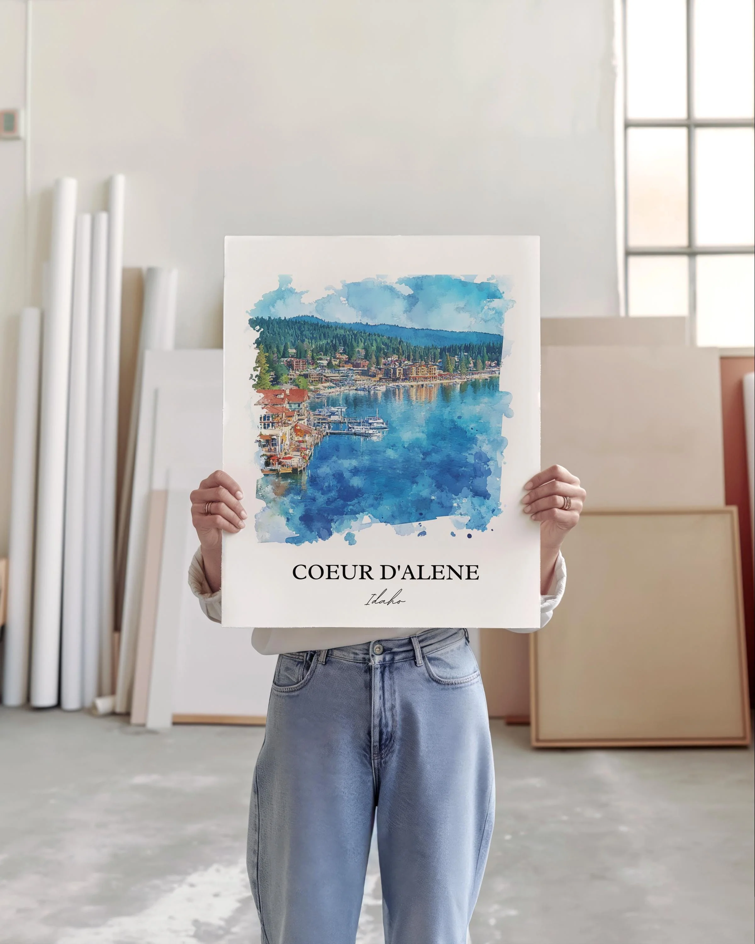 Coeur D'Alene, USA – Watercolor Art Print - Image 4