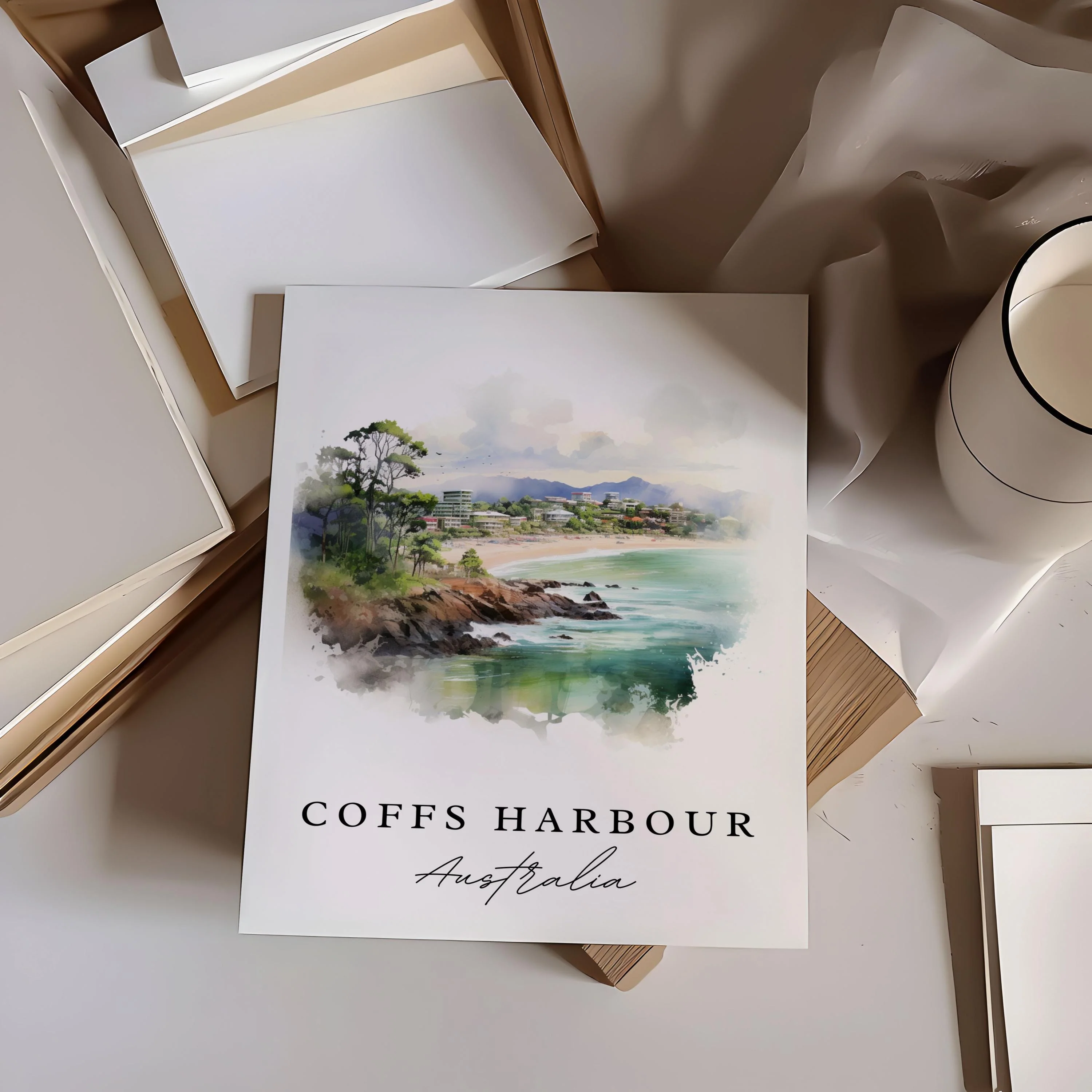 Coffs Harbour, Australia – Watercolor Art Print - Image 2