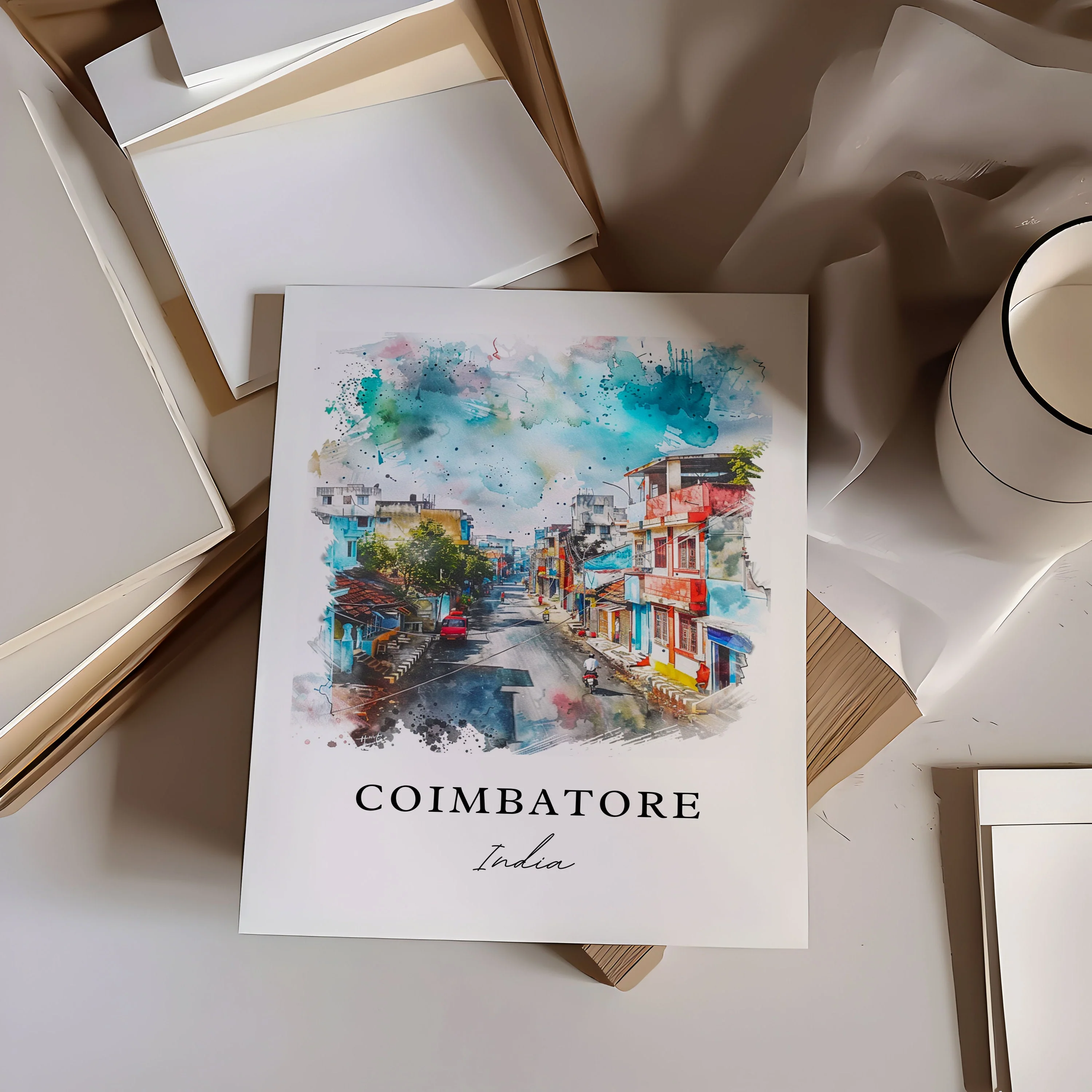 Coimbatore, India – Watercolor Art Print - Image 2