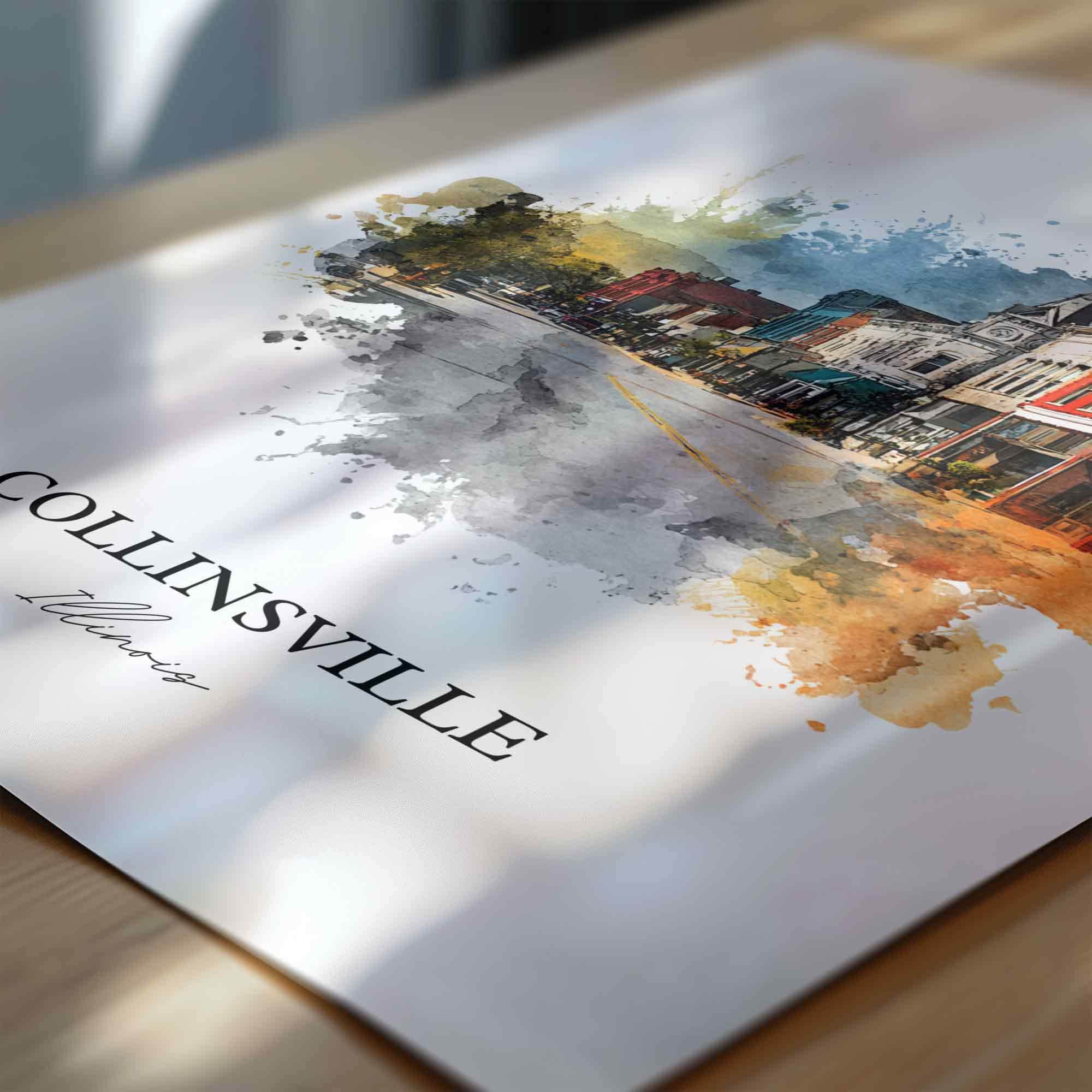 Collinsville, Illinois – Watercolor Art Print - Image 2