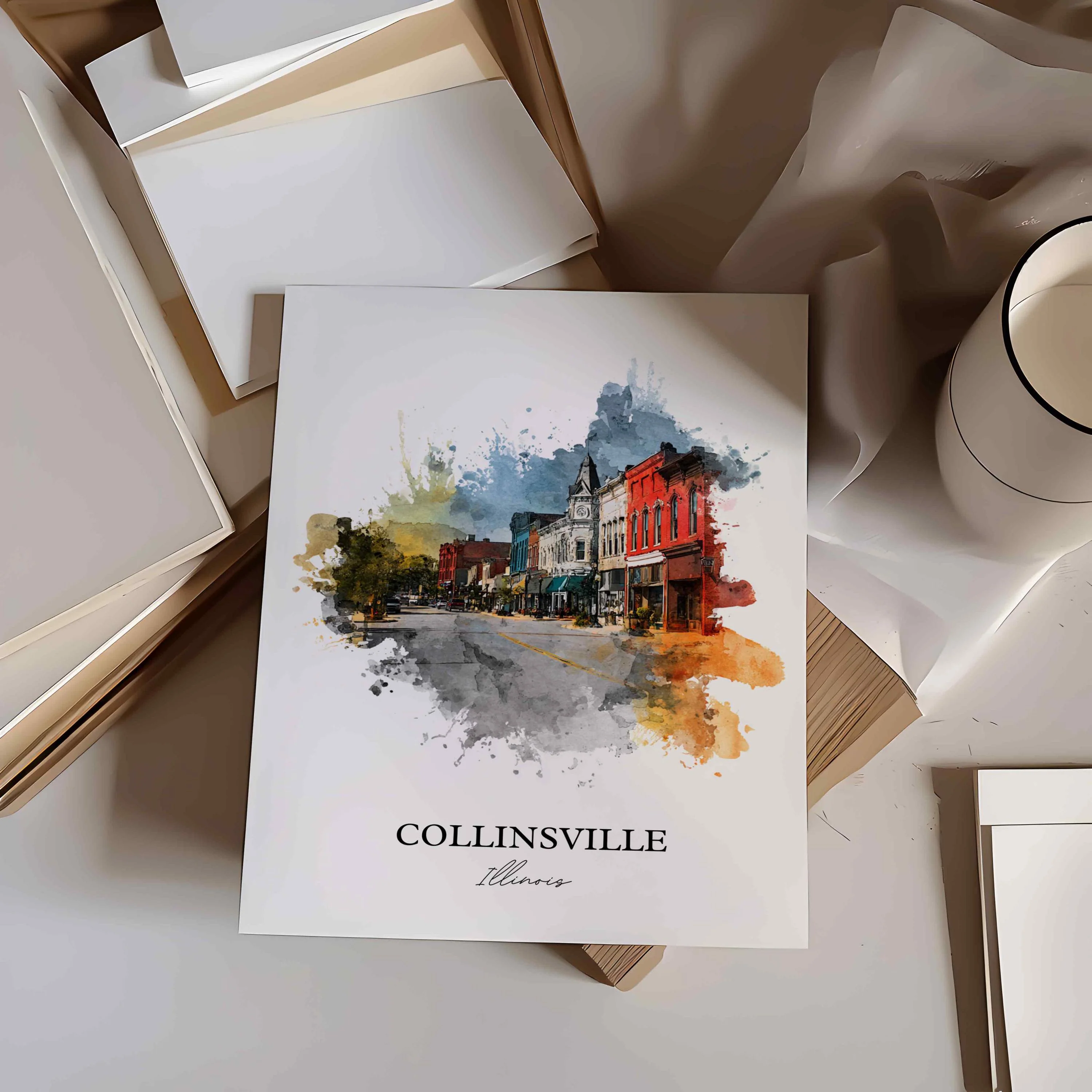 Collinsville, Illinois – Watercolor Art Print - Image 3