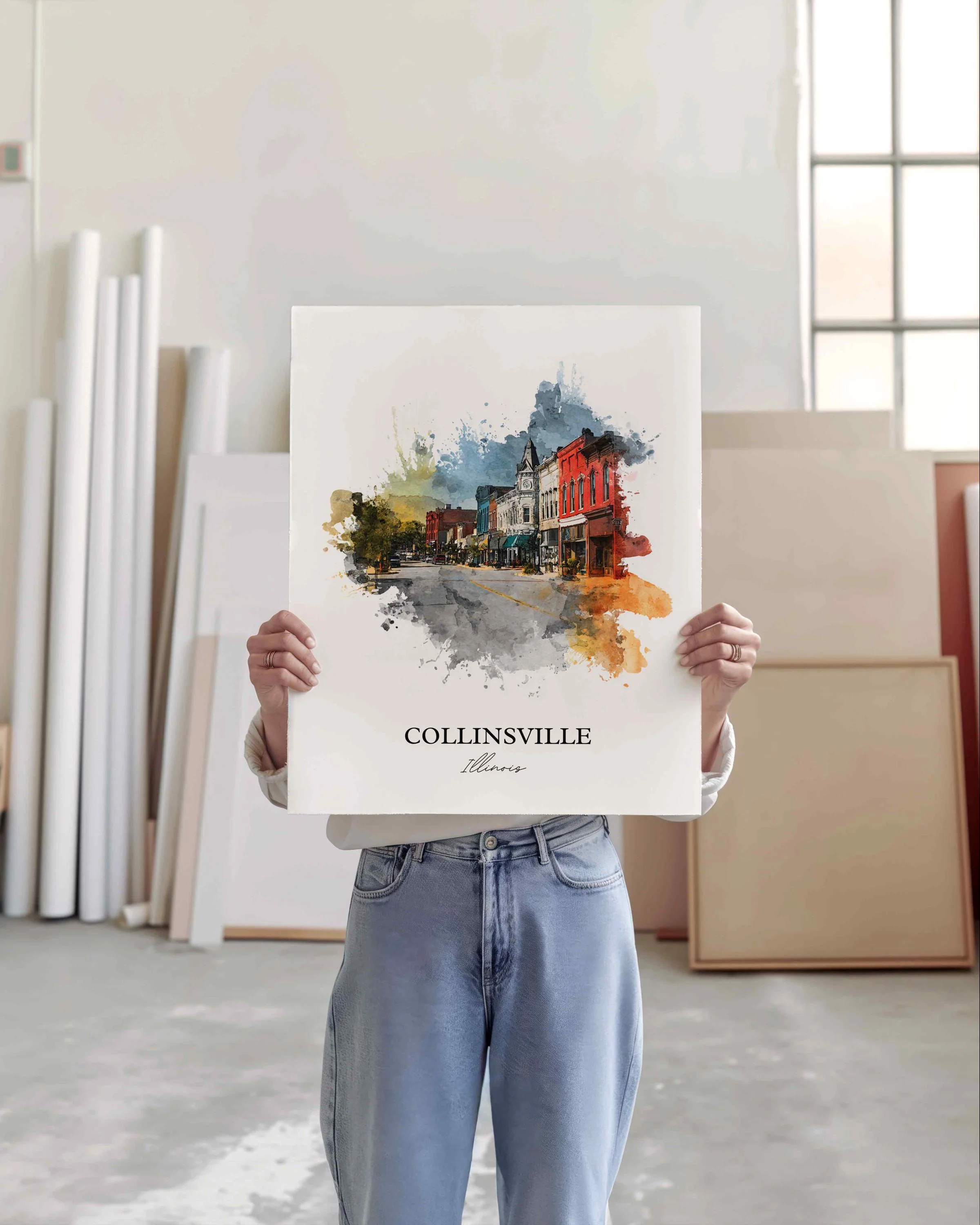 Collinsville, Illinois – Watercolor Art Print - Image 8