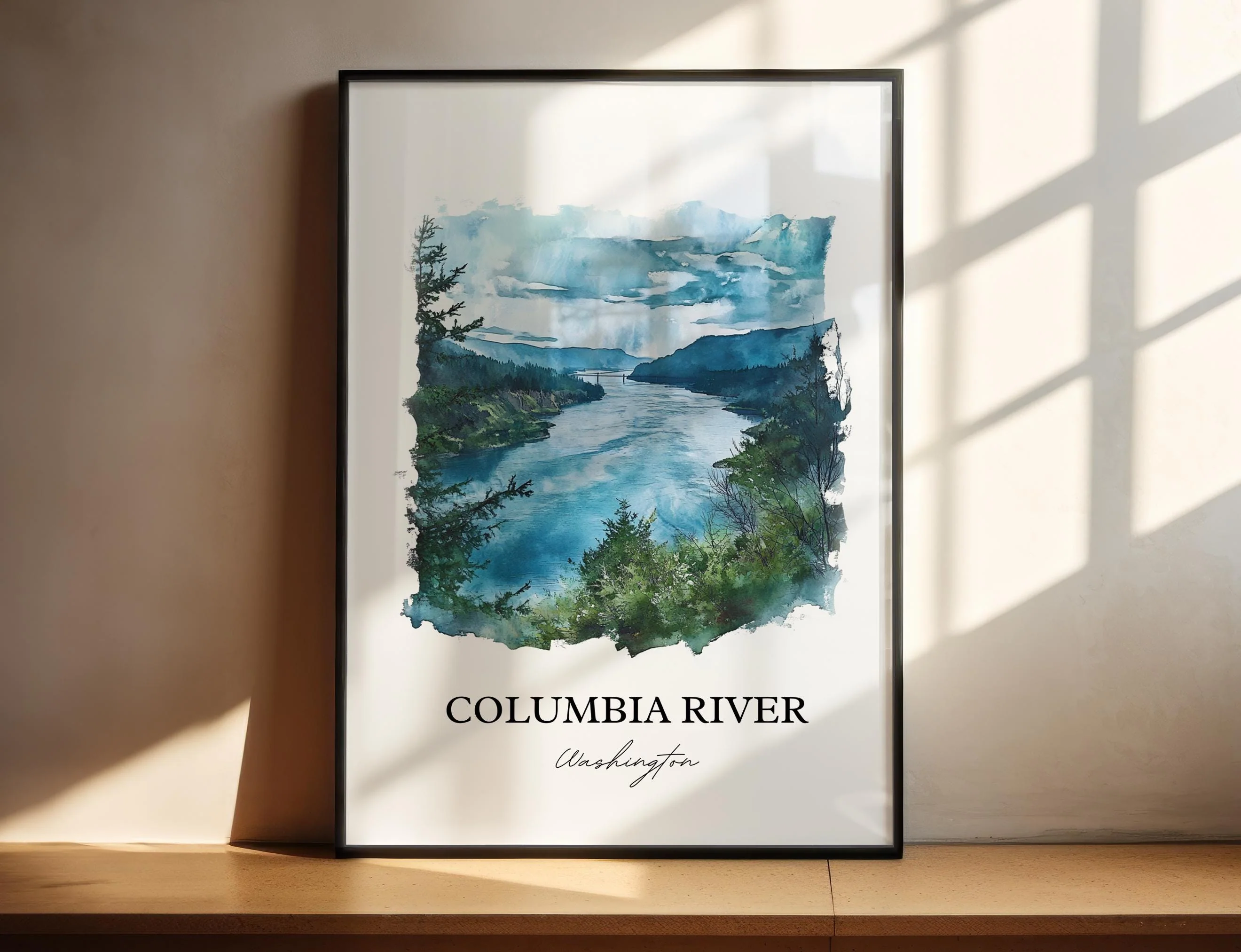 Columbia River, USA – Watercolor Art Print