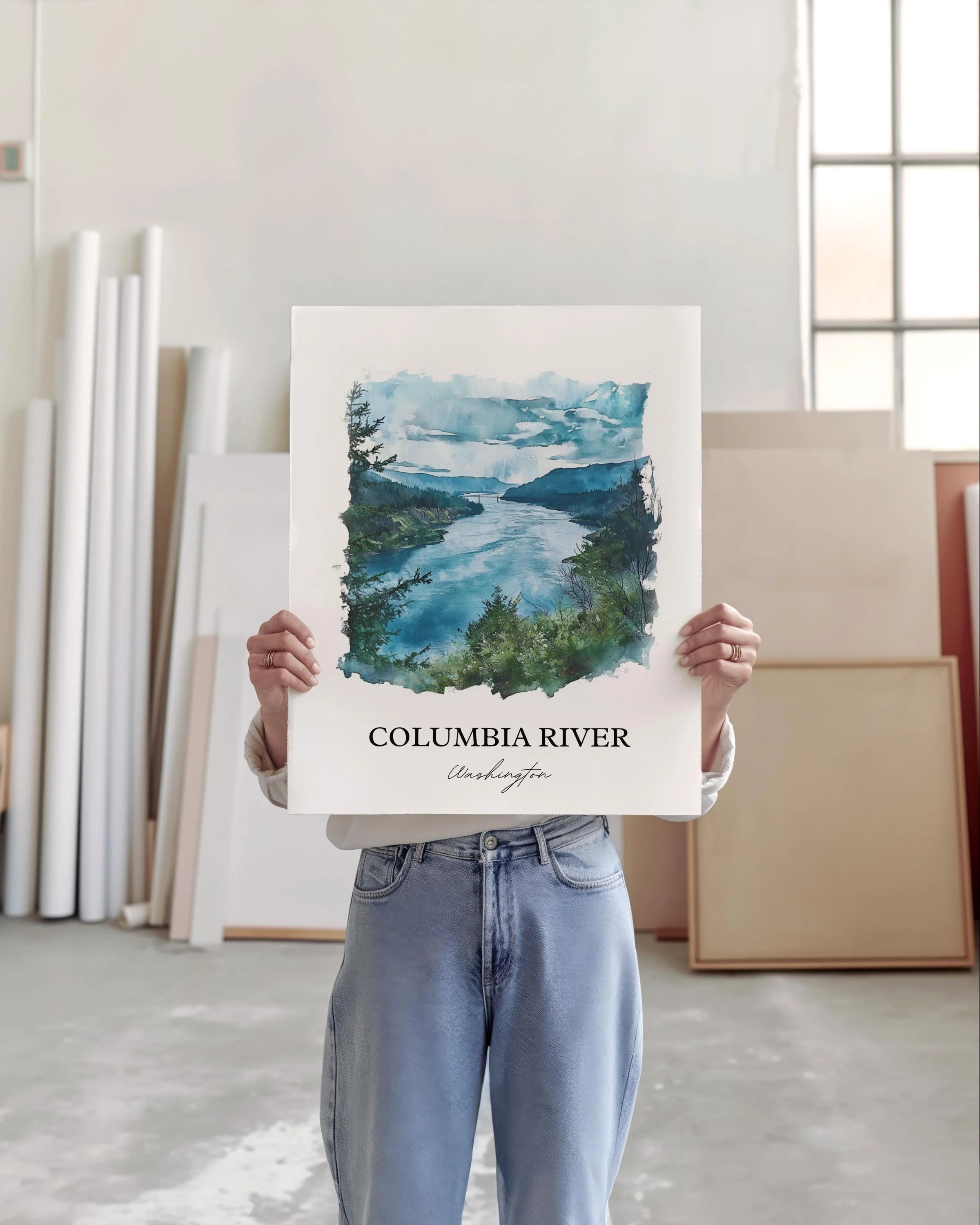 Columbia River, USA – Watercolor Art Print - Image 5
