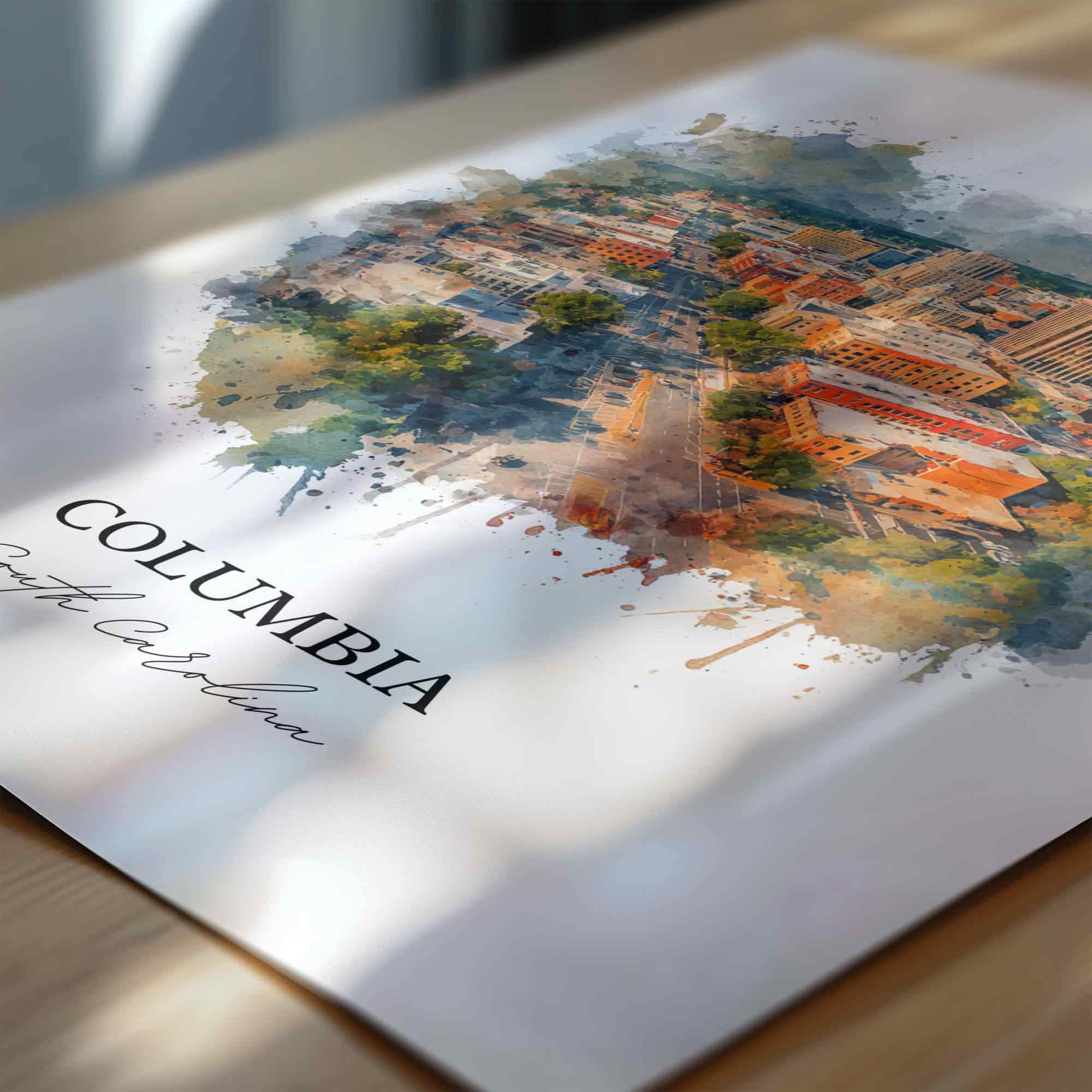 Columbia, South Carolina – Watercolor Art Print - Image 2