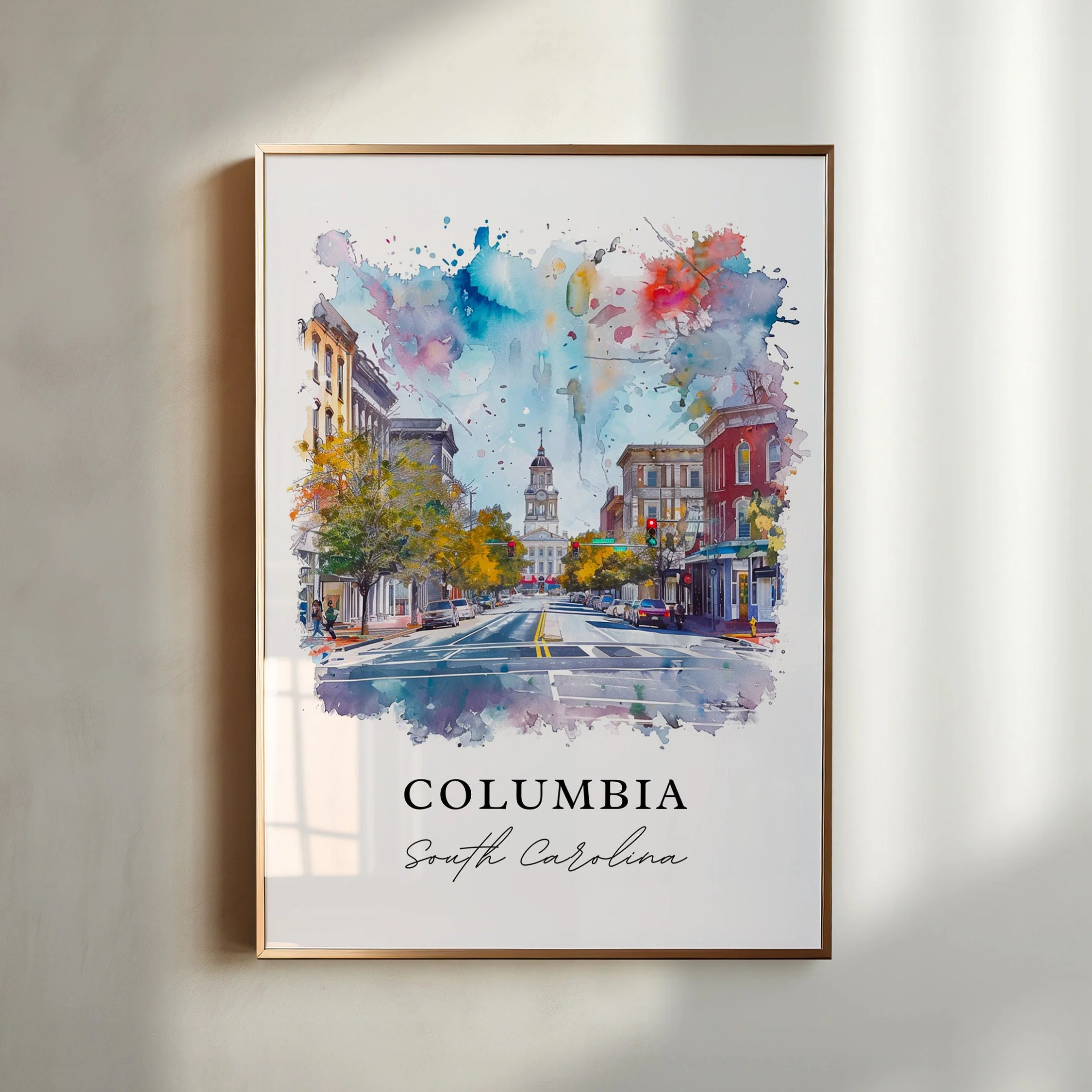 Columbia, South Carolina, South Carolina – Watercolor Art Print