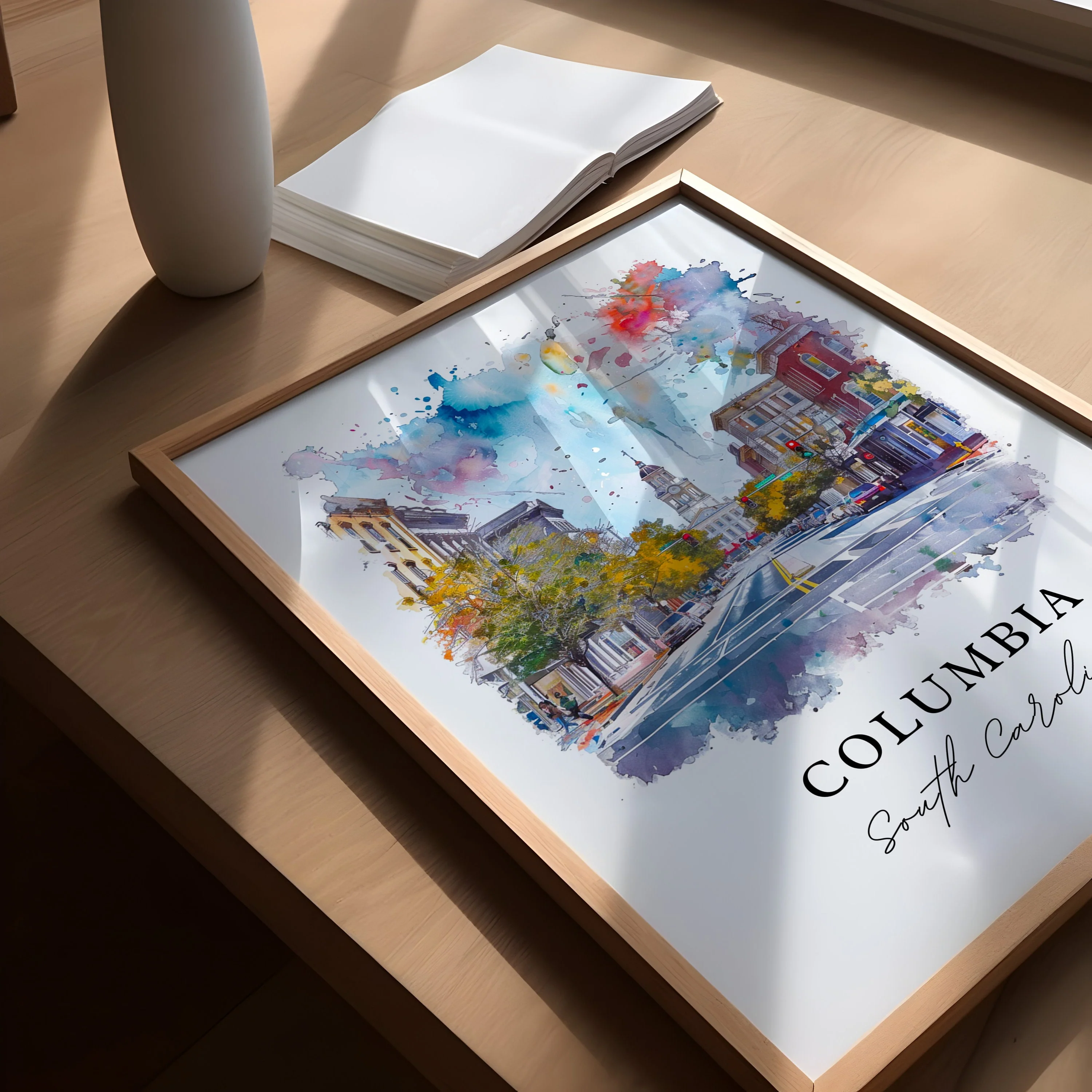 Columbia, South Carolina, South Carolina – Watercolor Art Print - Image 3