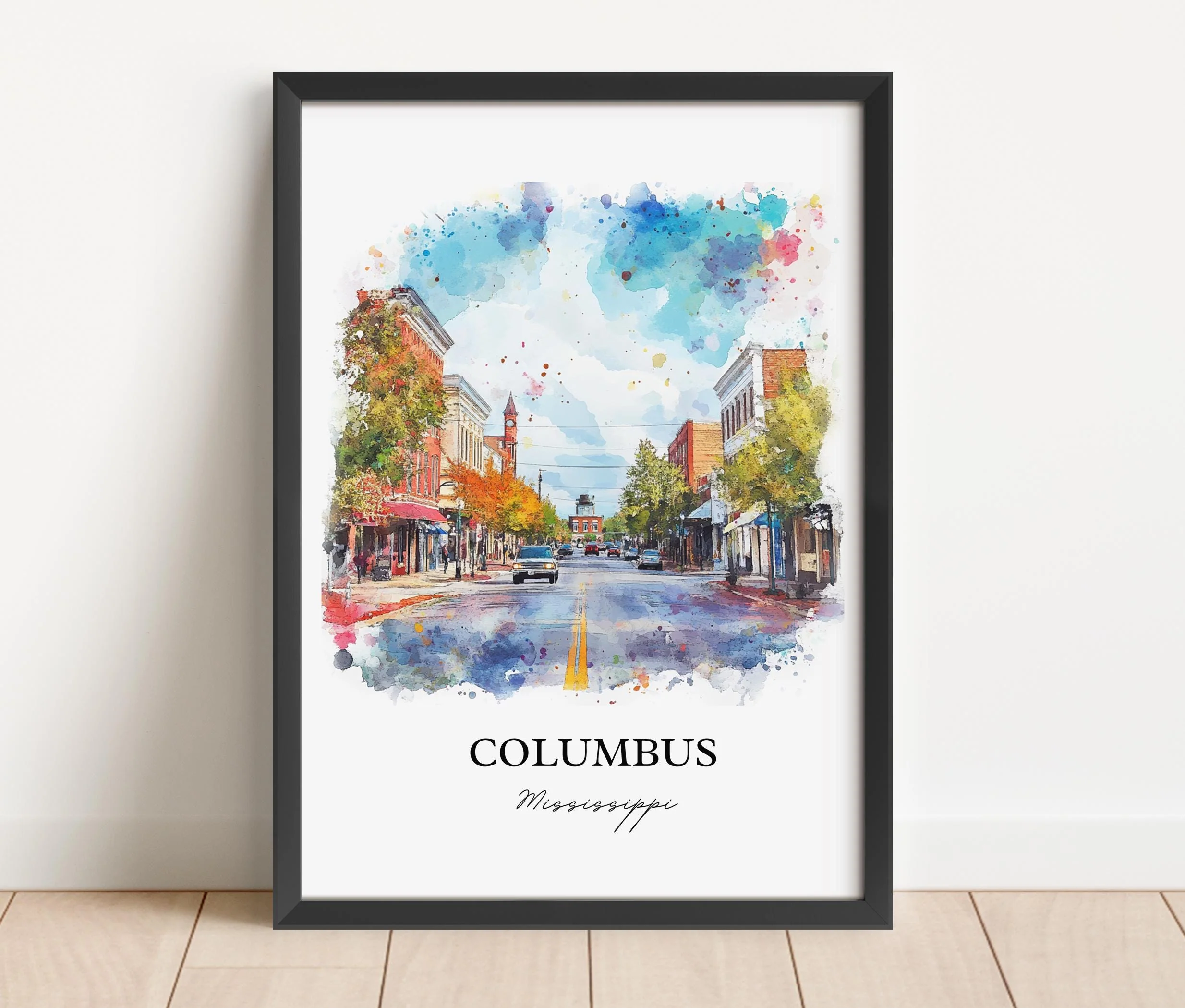 Columbus, Mississippi, USA – Watercolor Art Print - Image 6