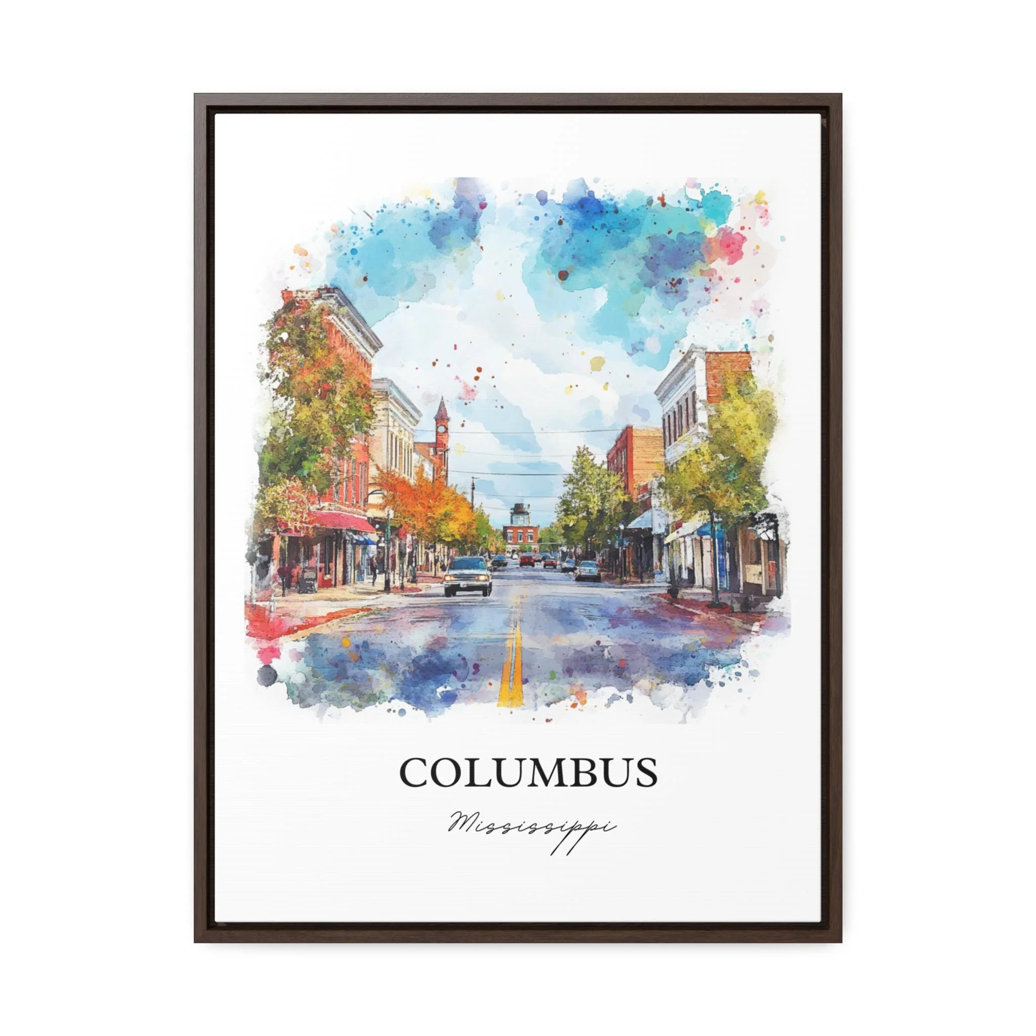 Columbus, Mississippi, USA – Watercolor Art Print - Image 7