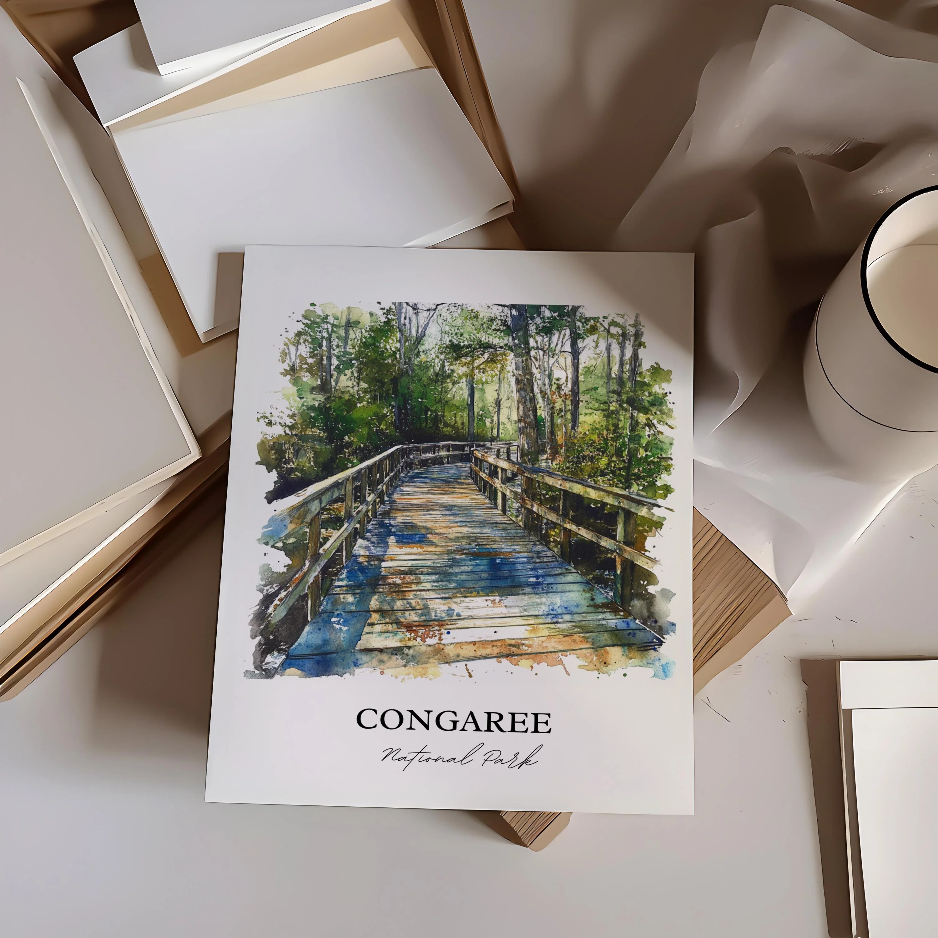 Congaree National Park, USA – Watercolor Art Print - Image 4