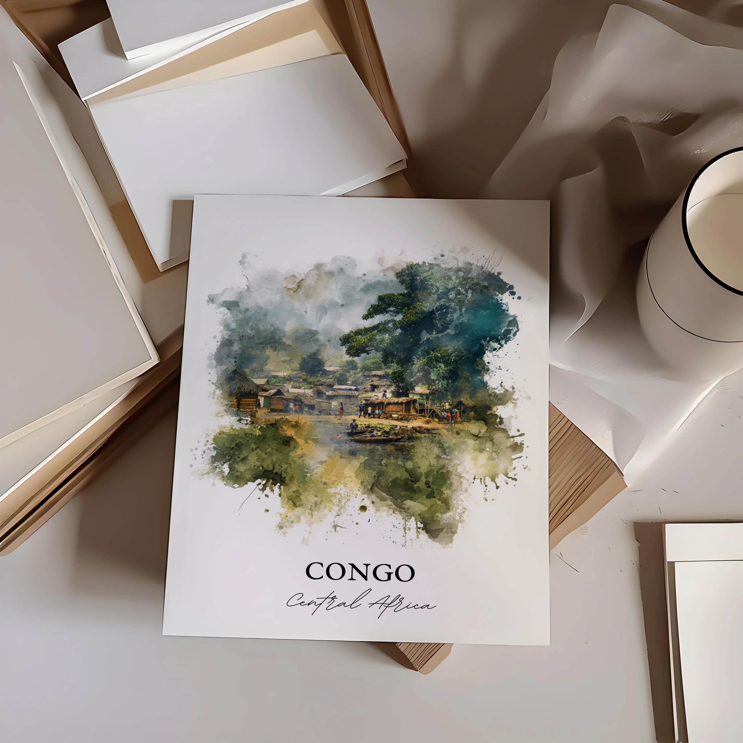 Congo, Africa – Watercolor Art Print - Image 5