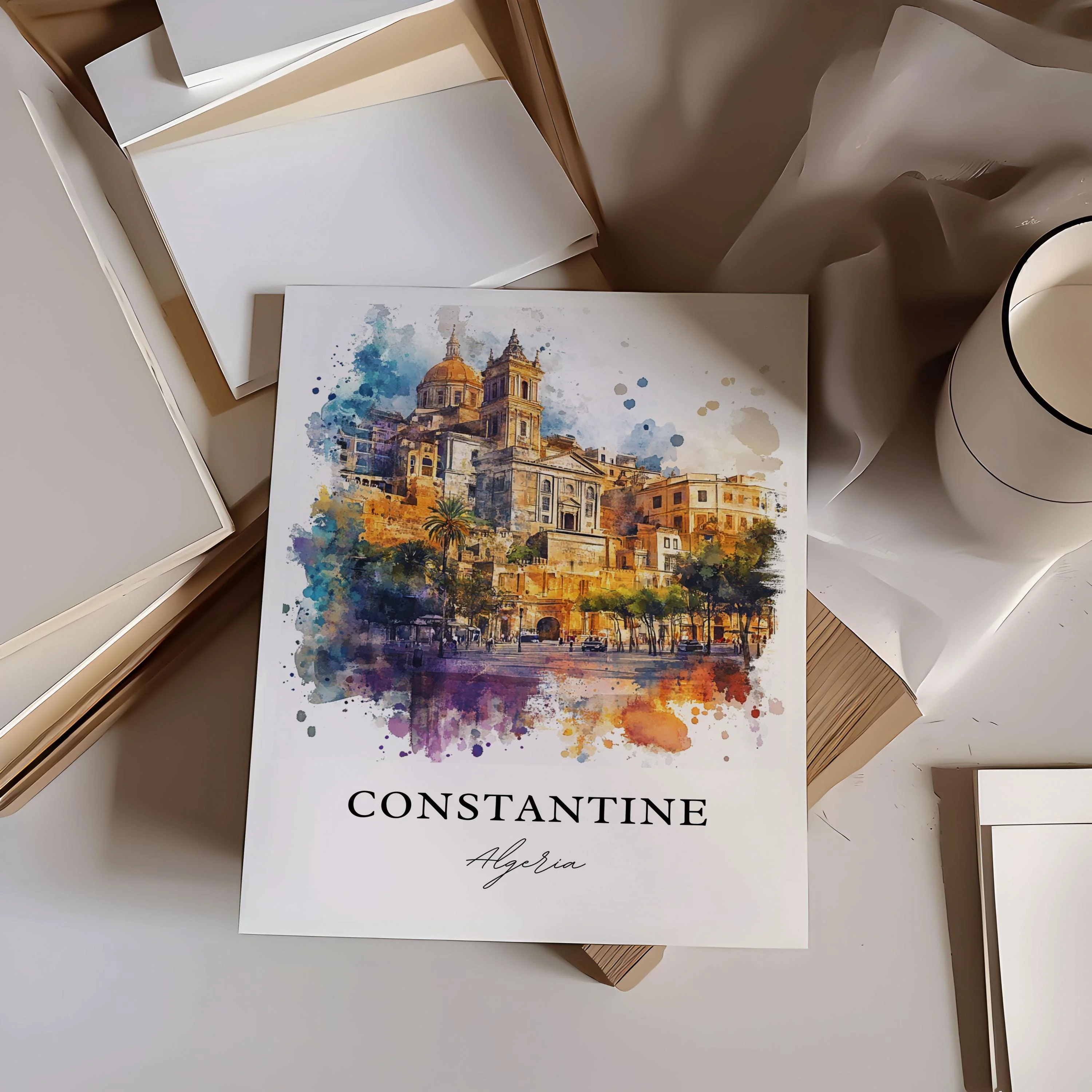 Constantine, Algeria – Watercolor Art Print - Image 3
