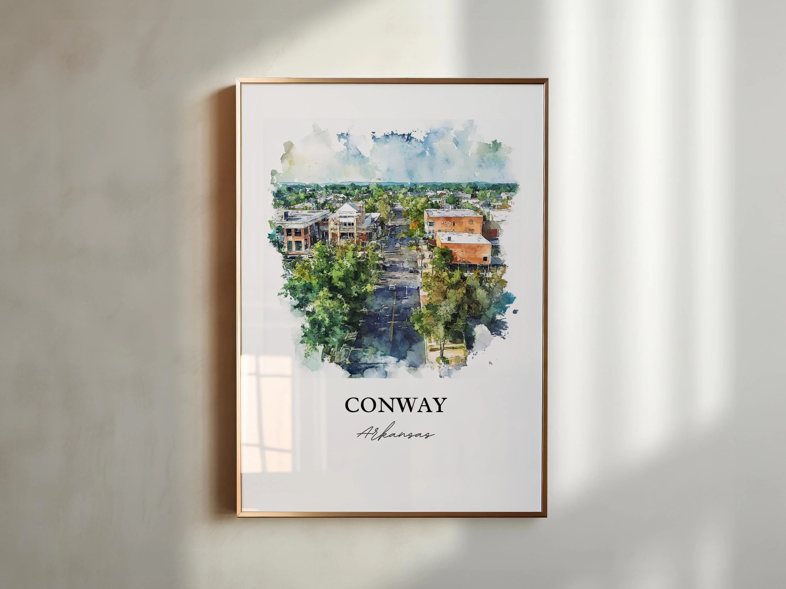 Conway, Arkansas, Arkansas – Watercolor Art Print - Image 5