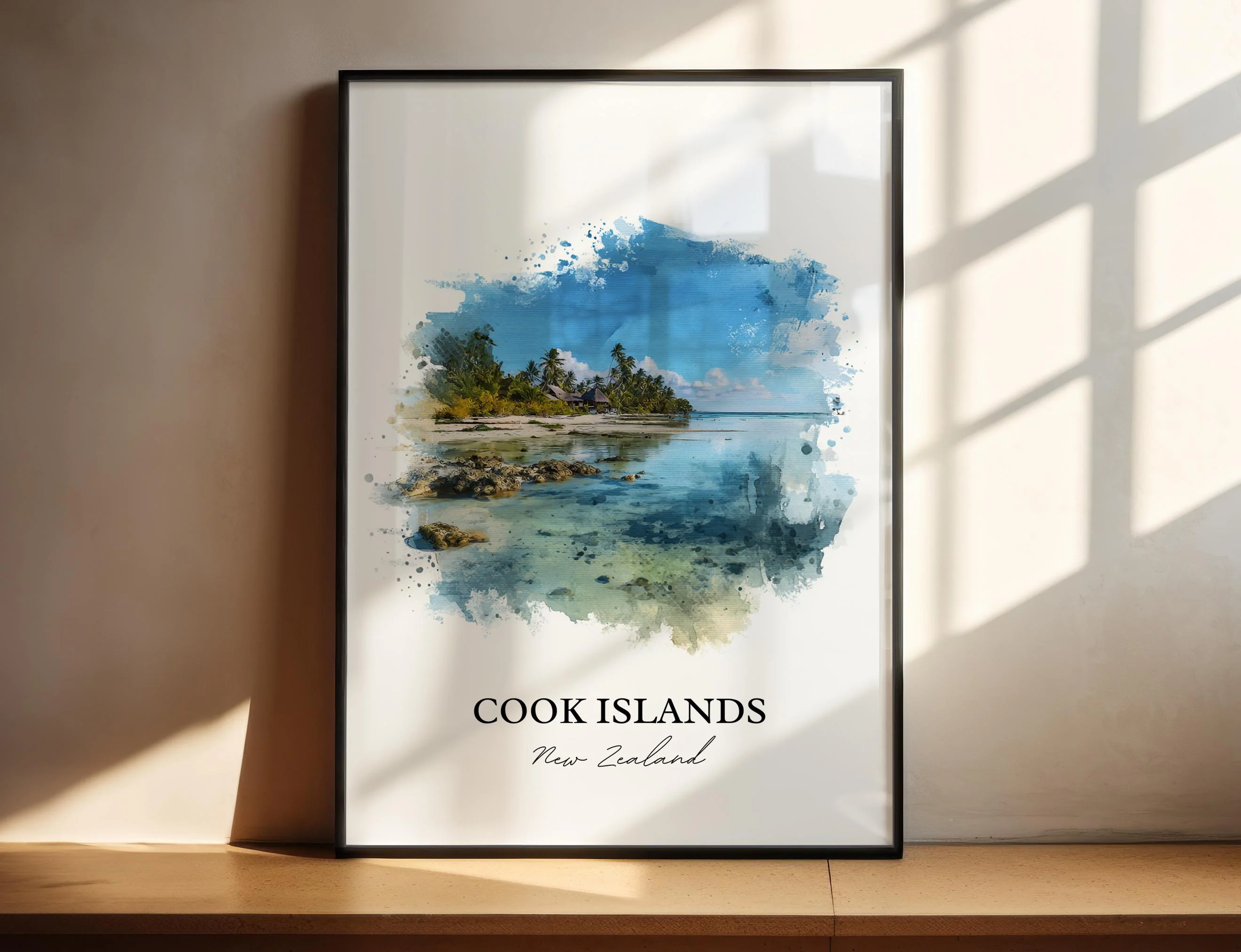 Cook Islands, New Zealand – Watercolor Art Print