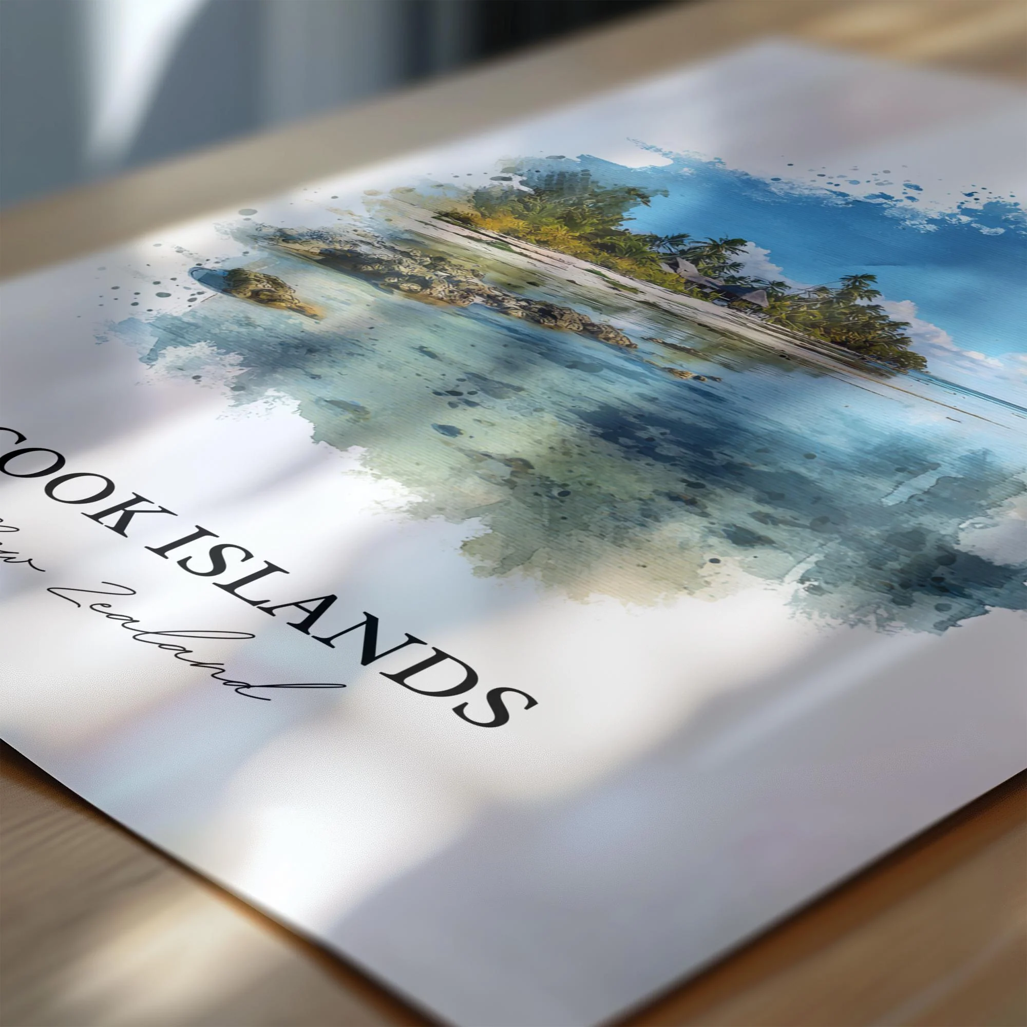 Cook Islands, New Zealand – Watercolor Art Print - Image 2