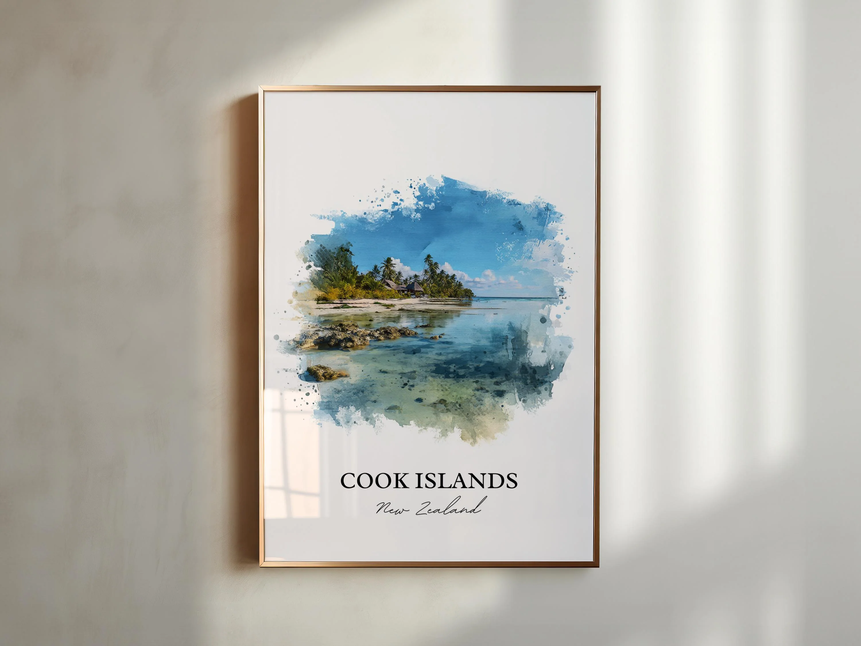 Cook Islands, New Zealand – Watercolor Art Print - Image 3
