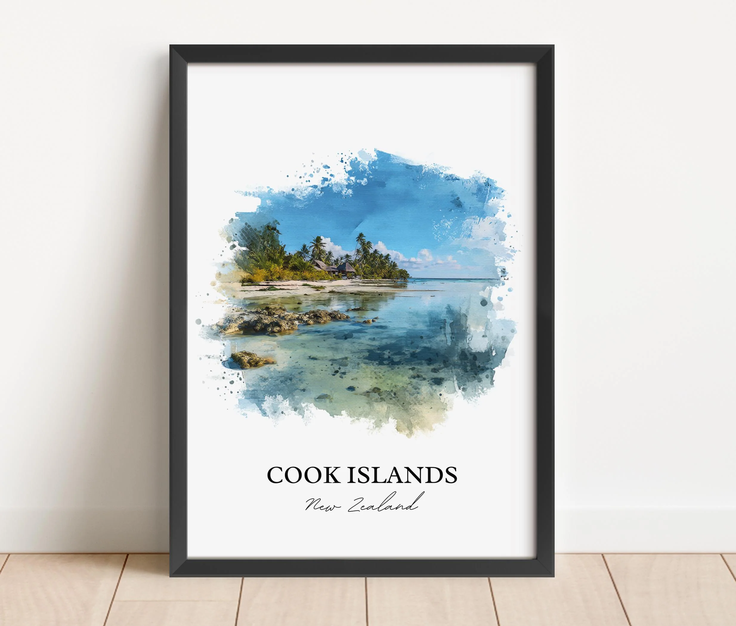 Cook Islands, New Zealand – Watercolor Art Print - Image 4