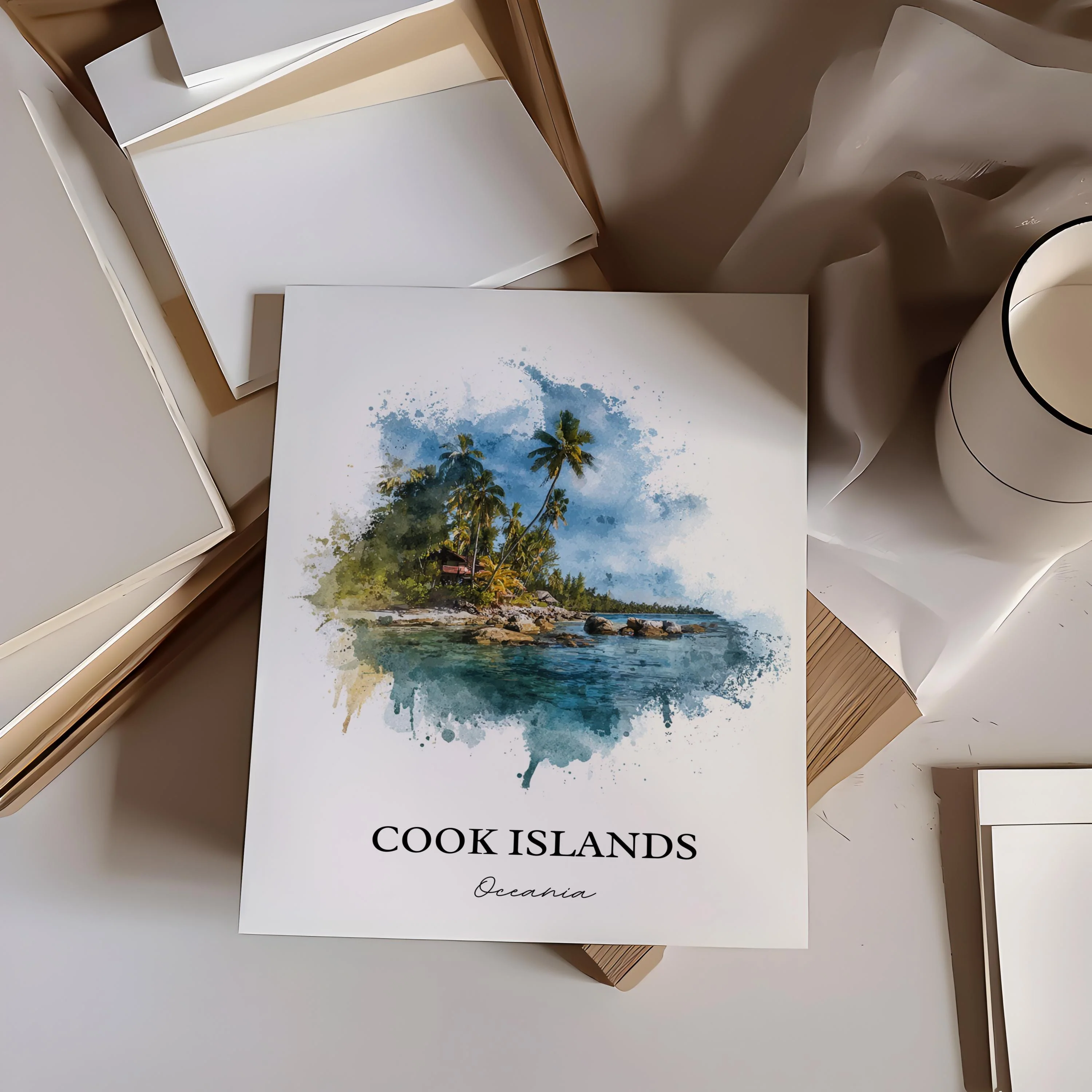 Cook Islands, South Pacific – Watercolor Art Print - Image 5