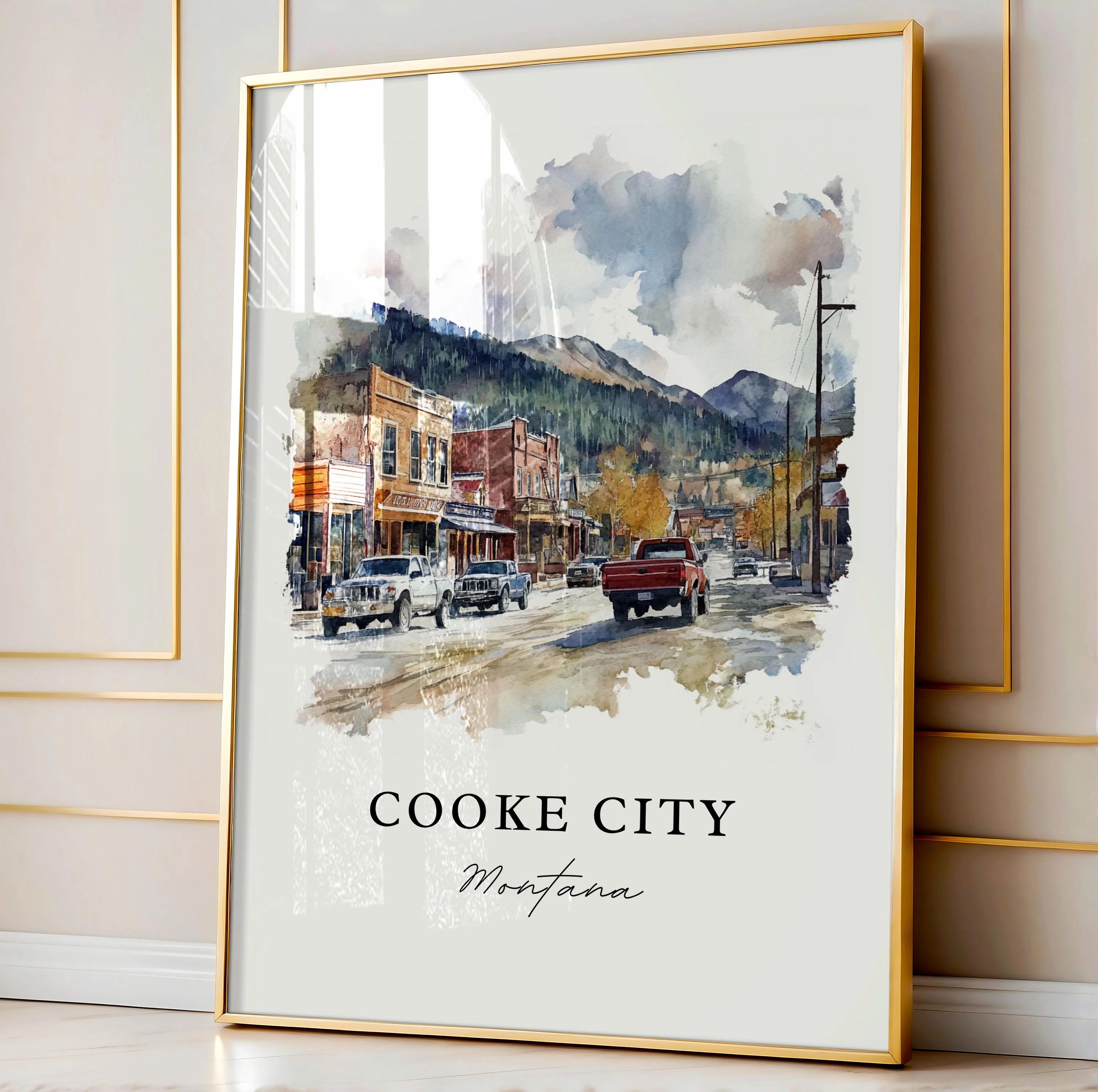 Cooke City, Montana, Montana – Watercolor Art Print - Image 4
