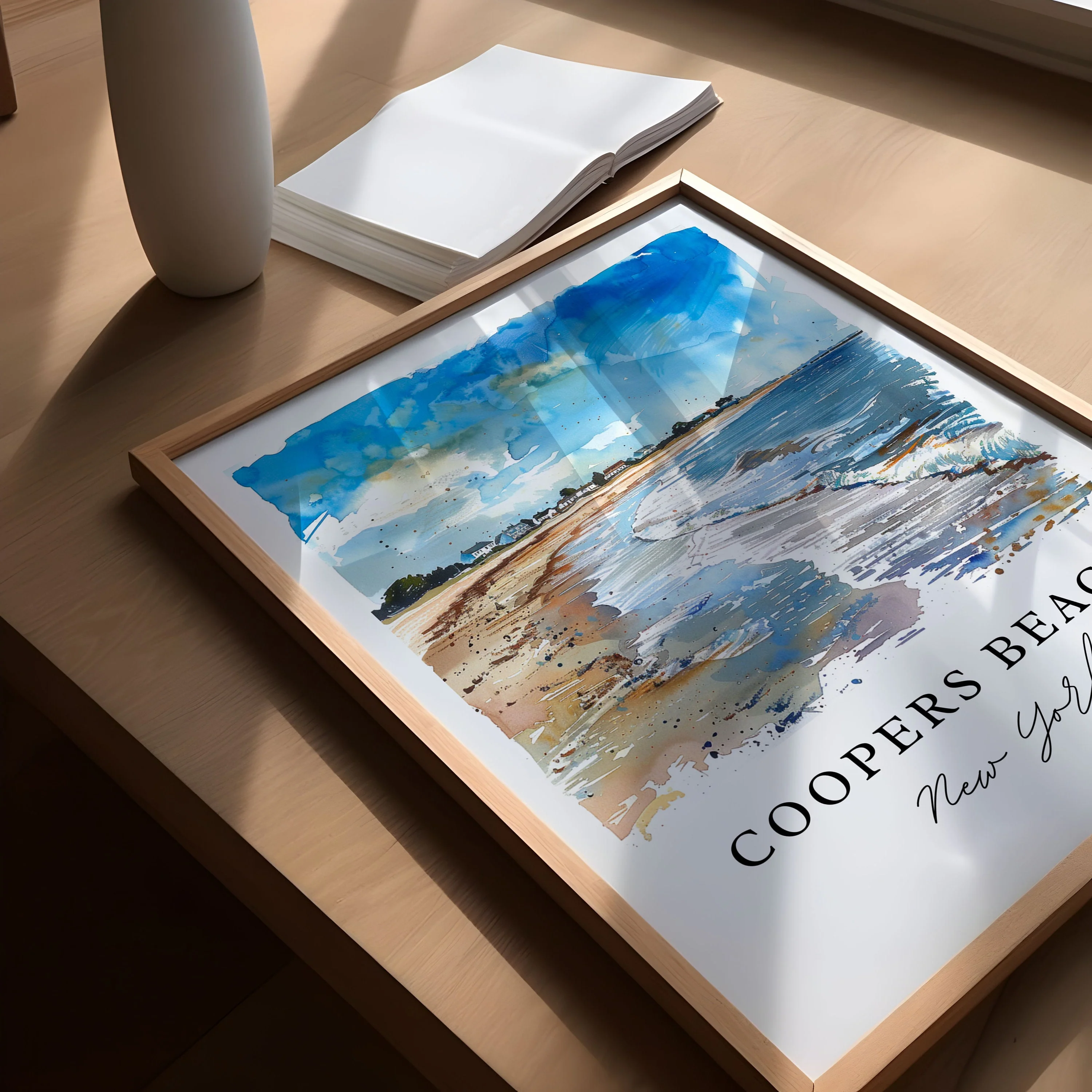 Coopers Beach, Southampton, NY – Watercolor Art Print - Image 3
