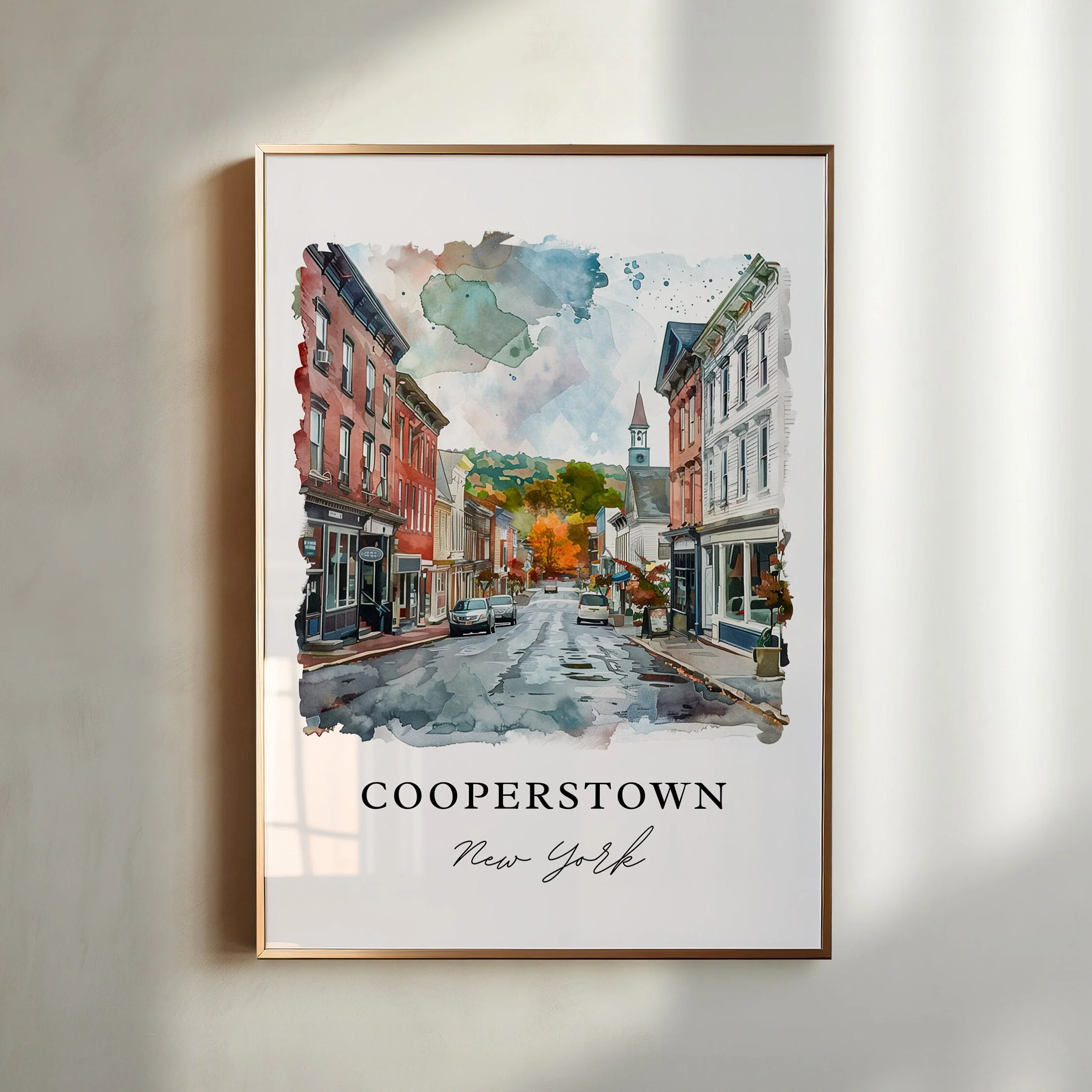 Cooperstown NY, USA – Watercolor Art Print