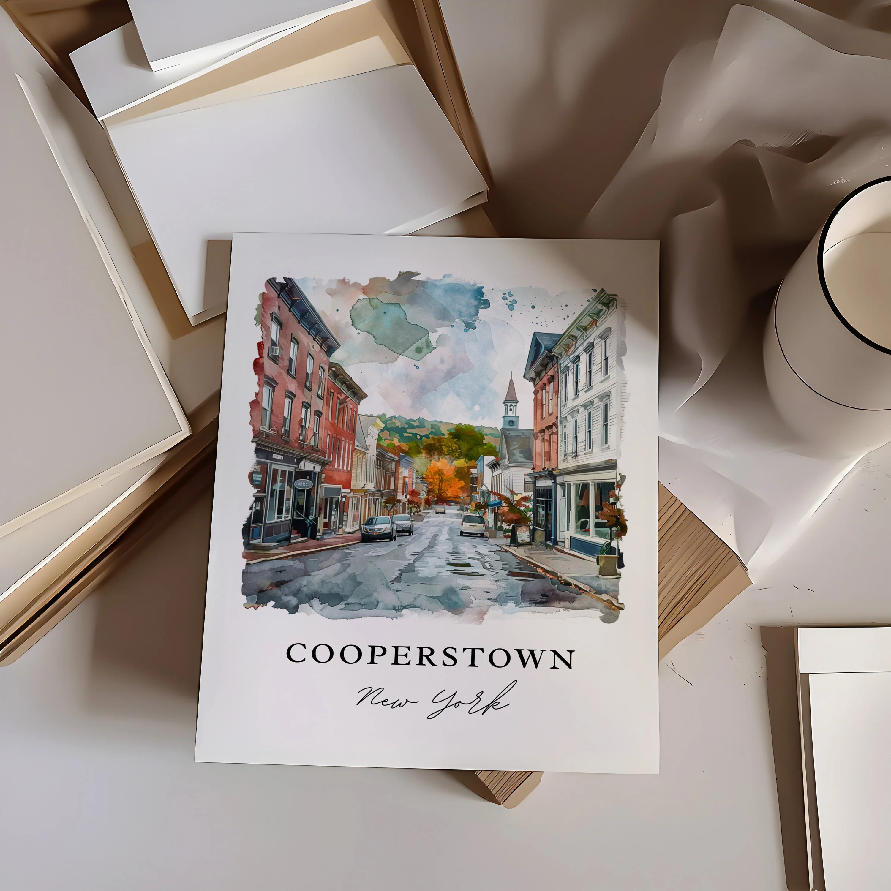 Cooperstown NY, USA – Watercolor Art Print - Image 2