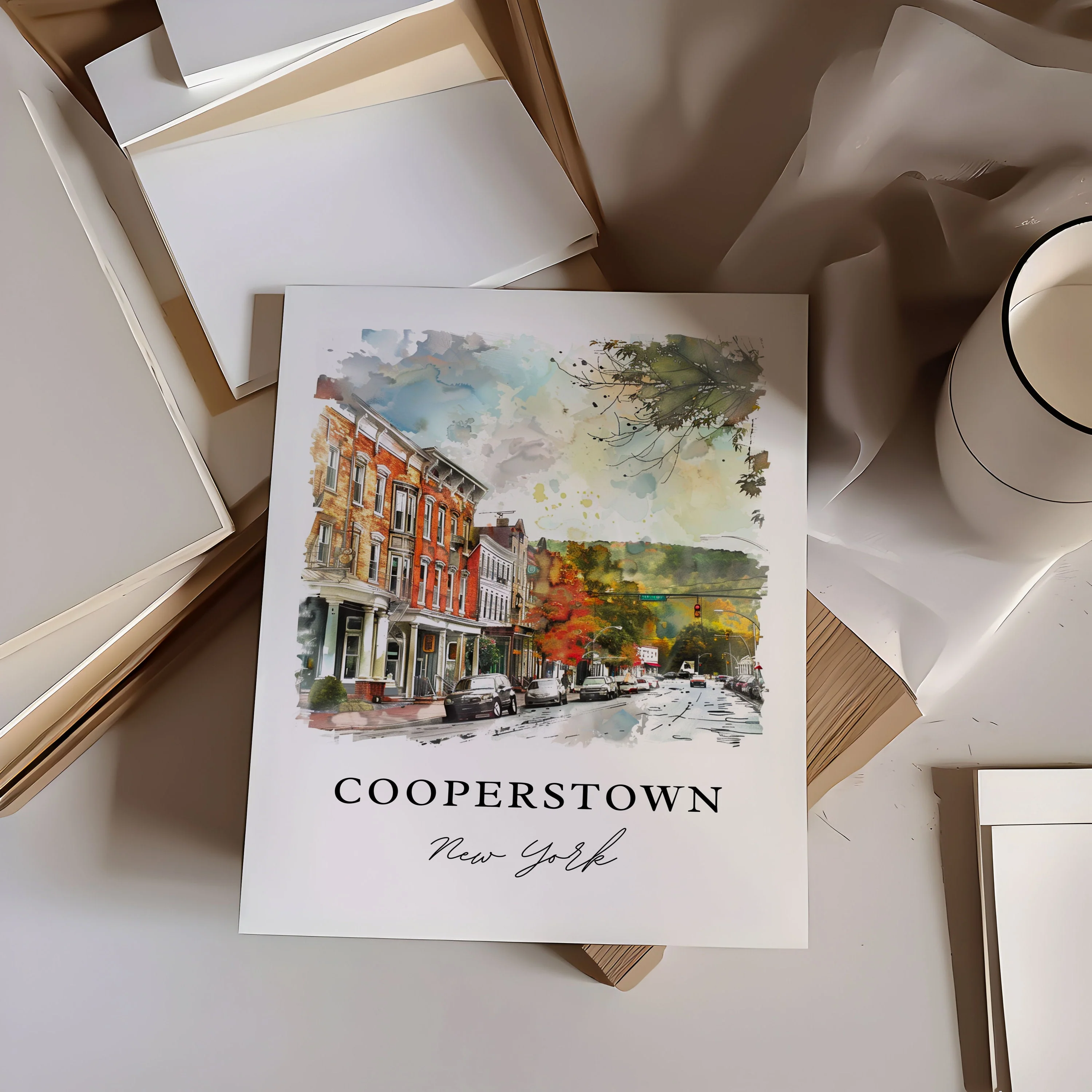 Cooperstown, USA – Watercolor Art Print of Otsego Lake - Image 2
