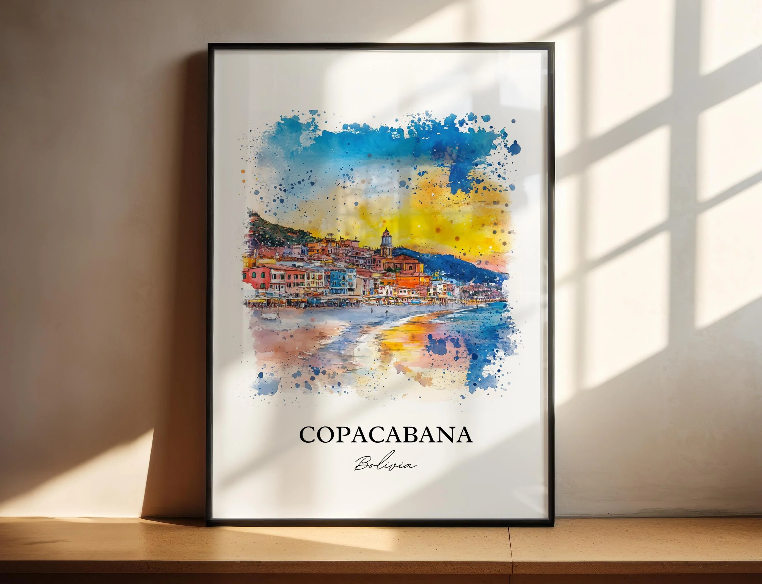 Copacabana, Bolivia – Watercolor Art Print of Lake Titicaca