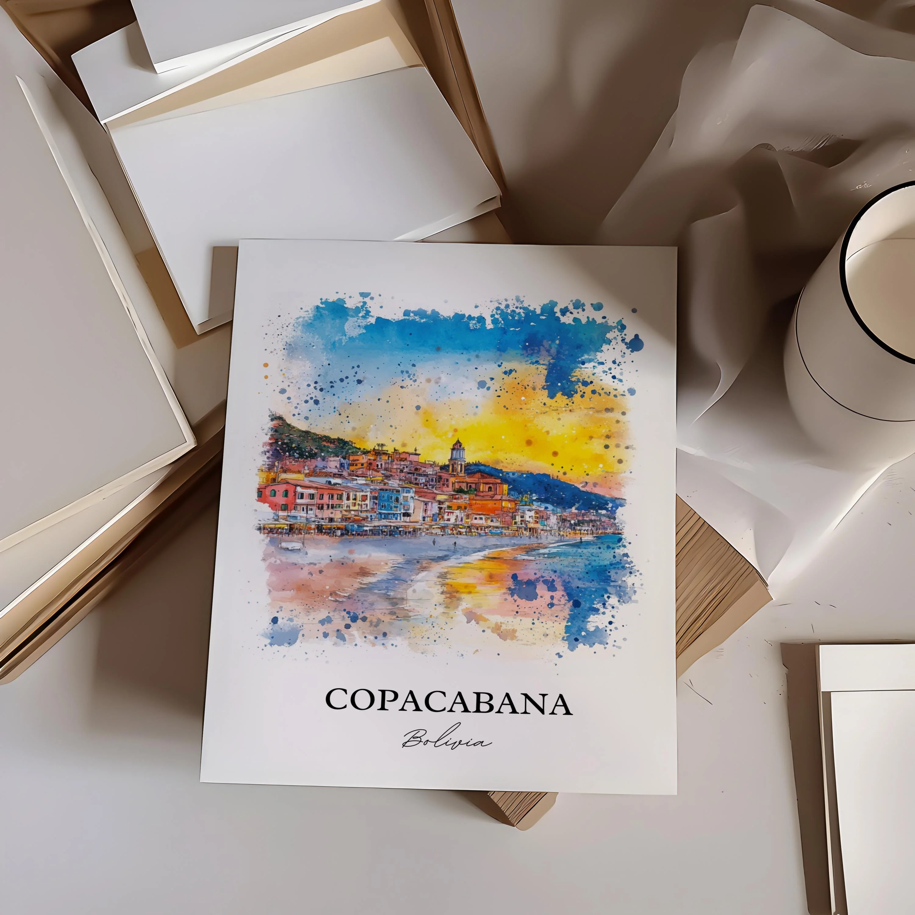 Copacabana, Bolivia – Watercolor Art Print of Lake Titicaca - Image 6