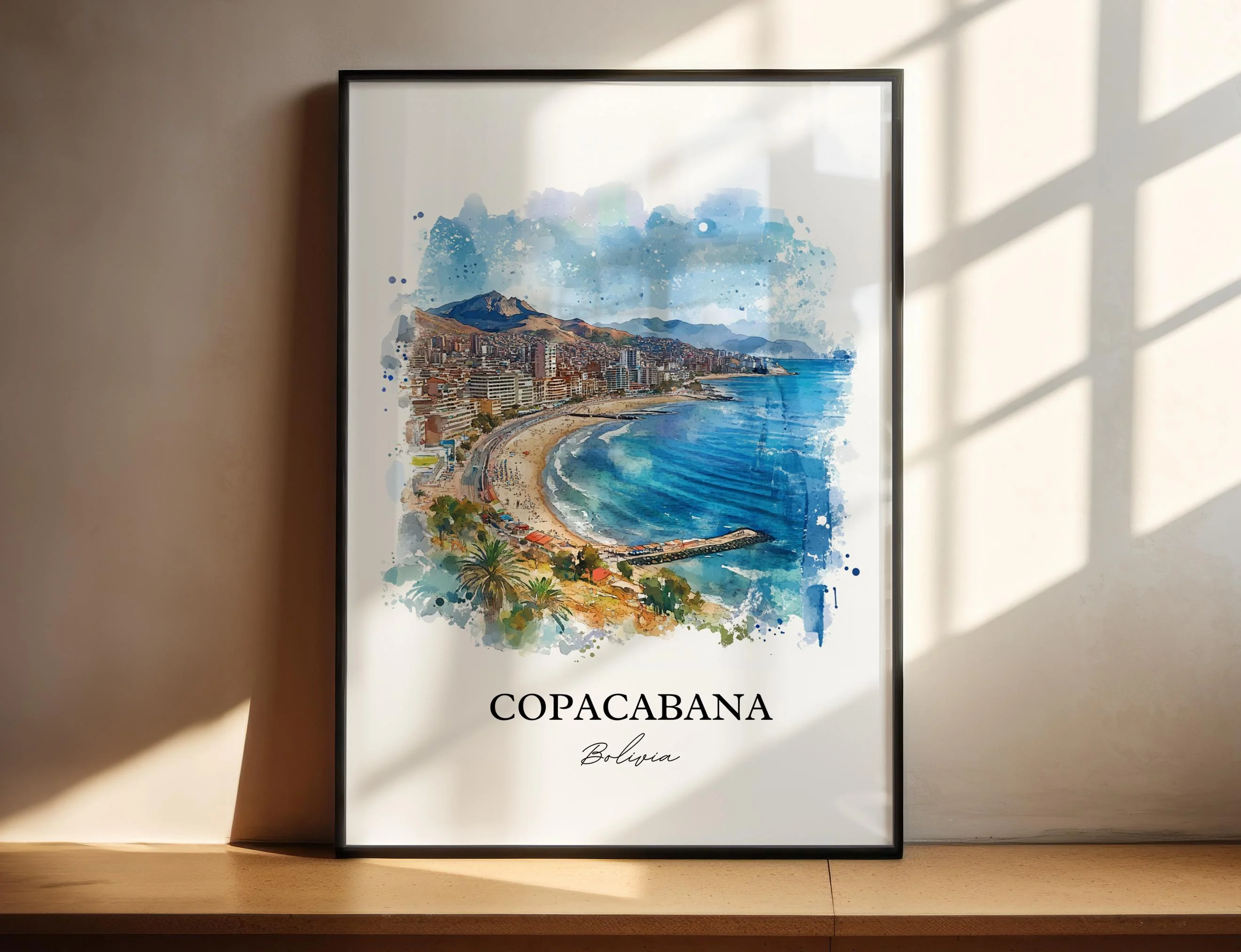 Copacabana, Bolivia – Watercolor Art Print of Lake Titicaca