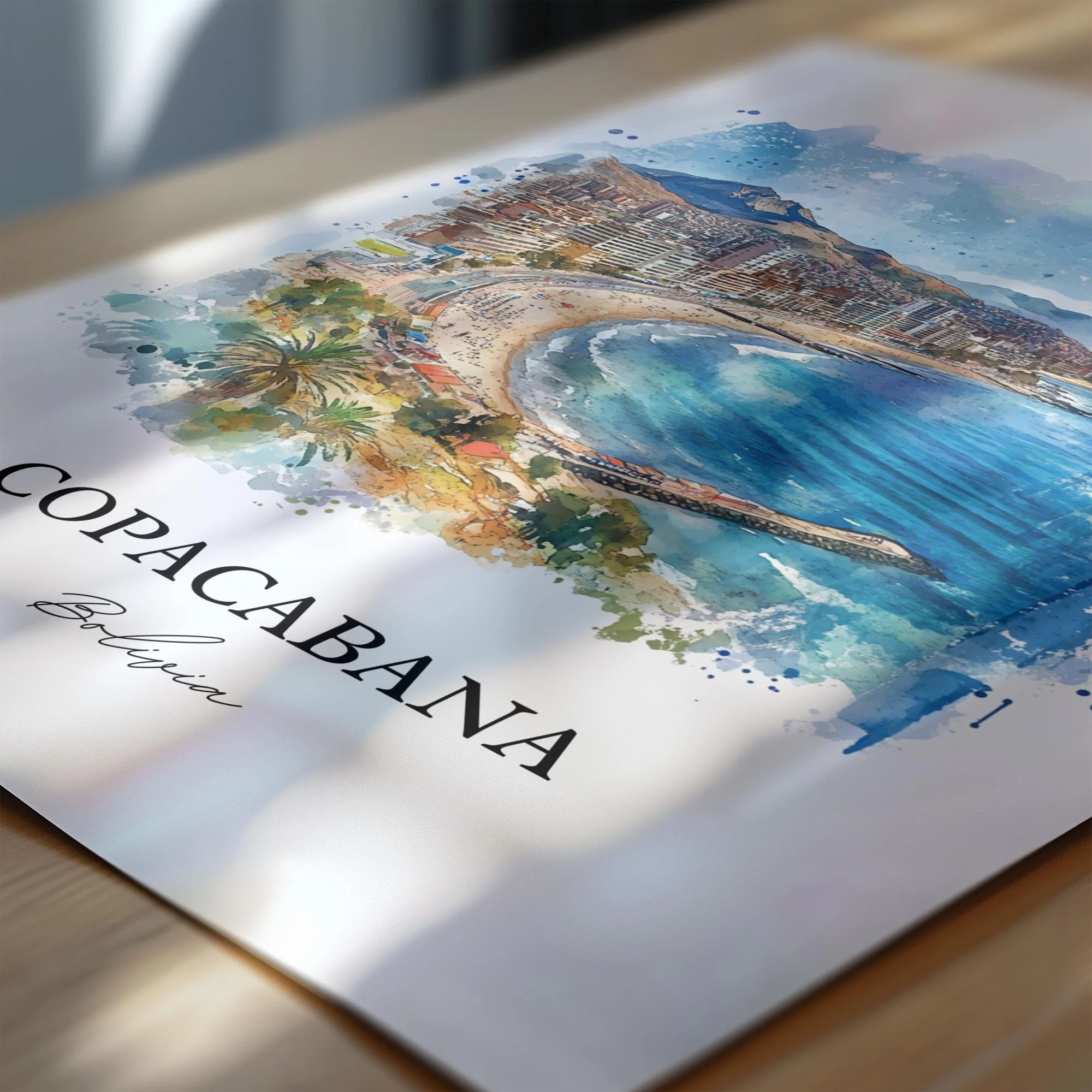 Copacabana, Bolivia – Watercolor Art Print of Lake Titicaca - Image 2