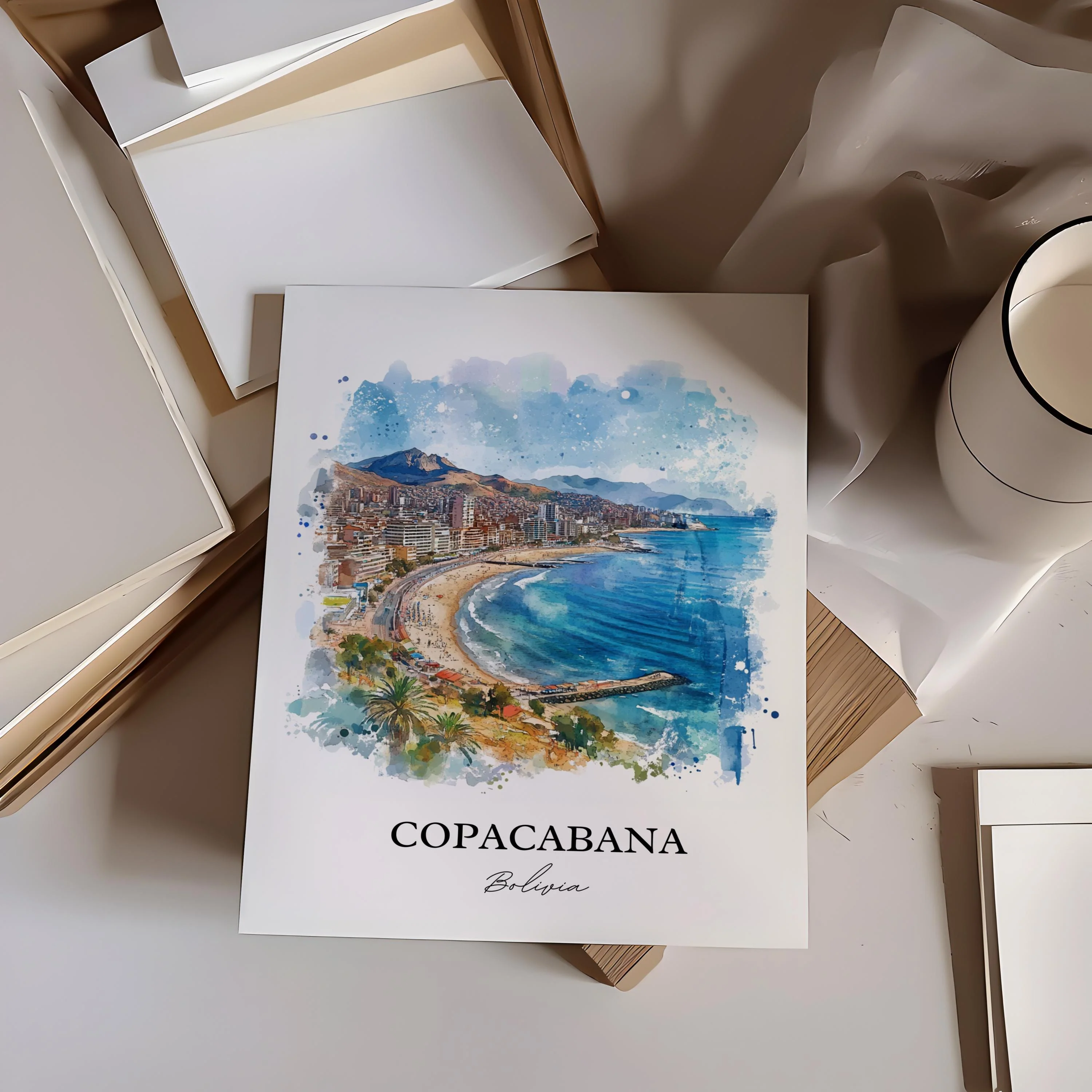Copacabana, Bolivia – Watercolor Art Print of Lake Titicaca - Image 5